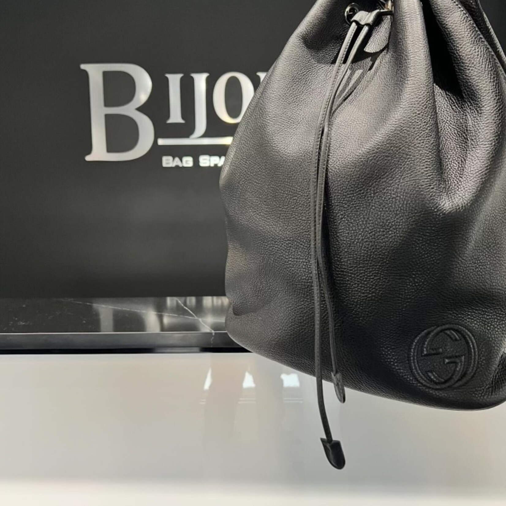 Gucci SOLD- Gucci Pebbled Drawstring Backpack