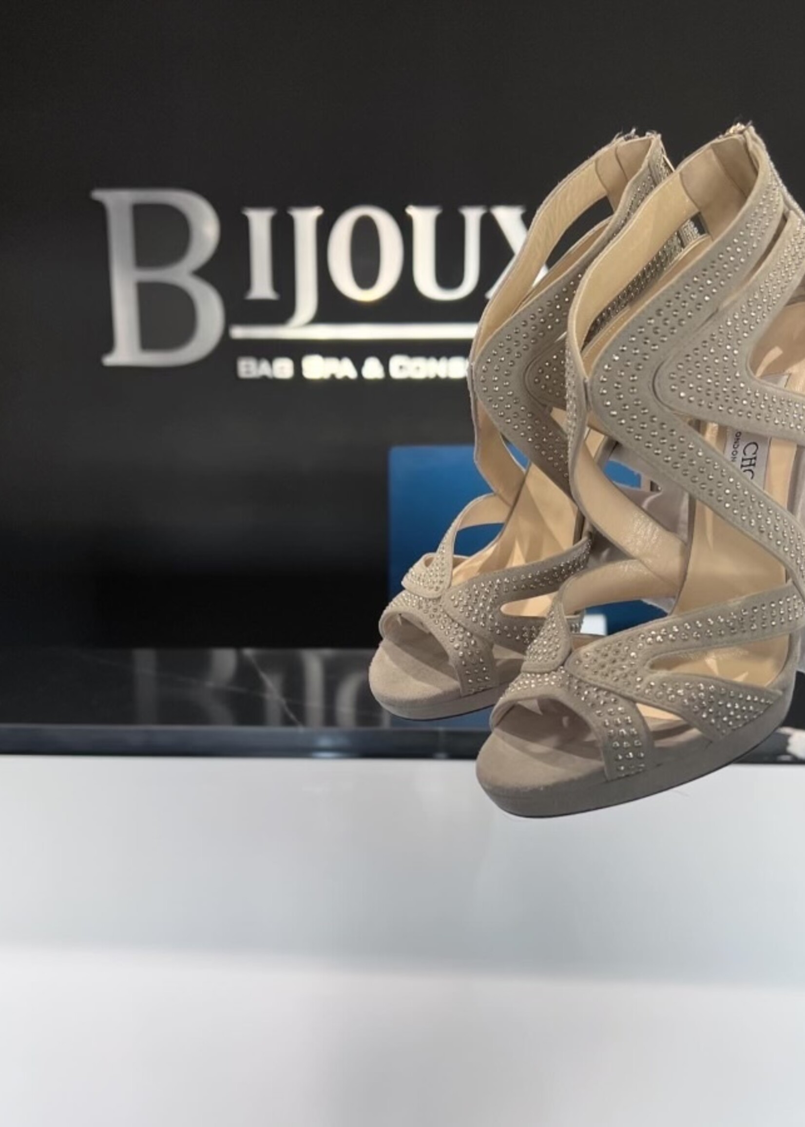 Jimmy Choo Jimmy Choo Suede Studded Collar Sandals 38.5