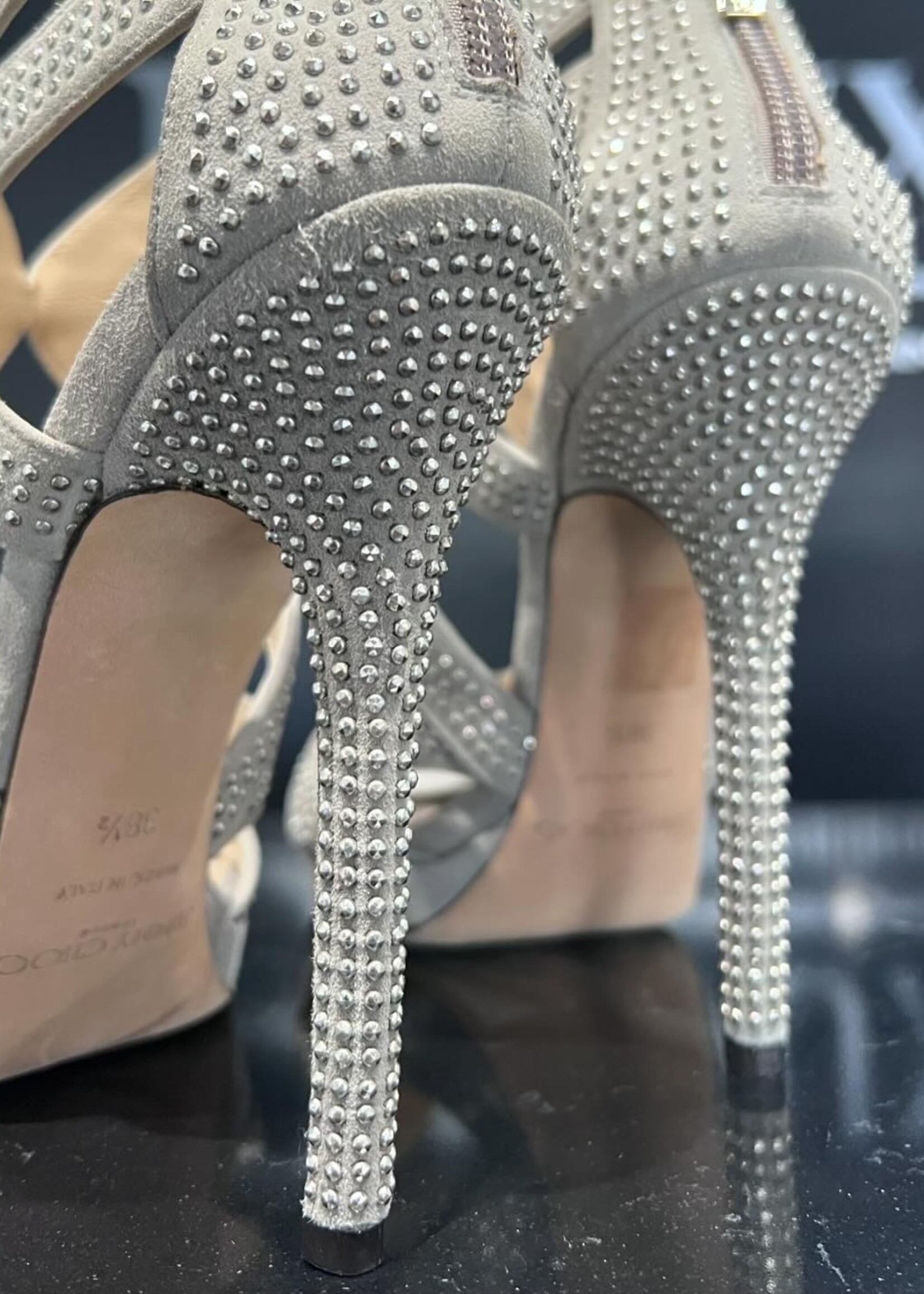 Jimmy Choo Jimmy Choo Suede Studded Collar Sandals 38.5