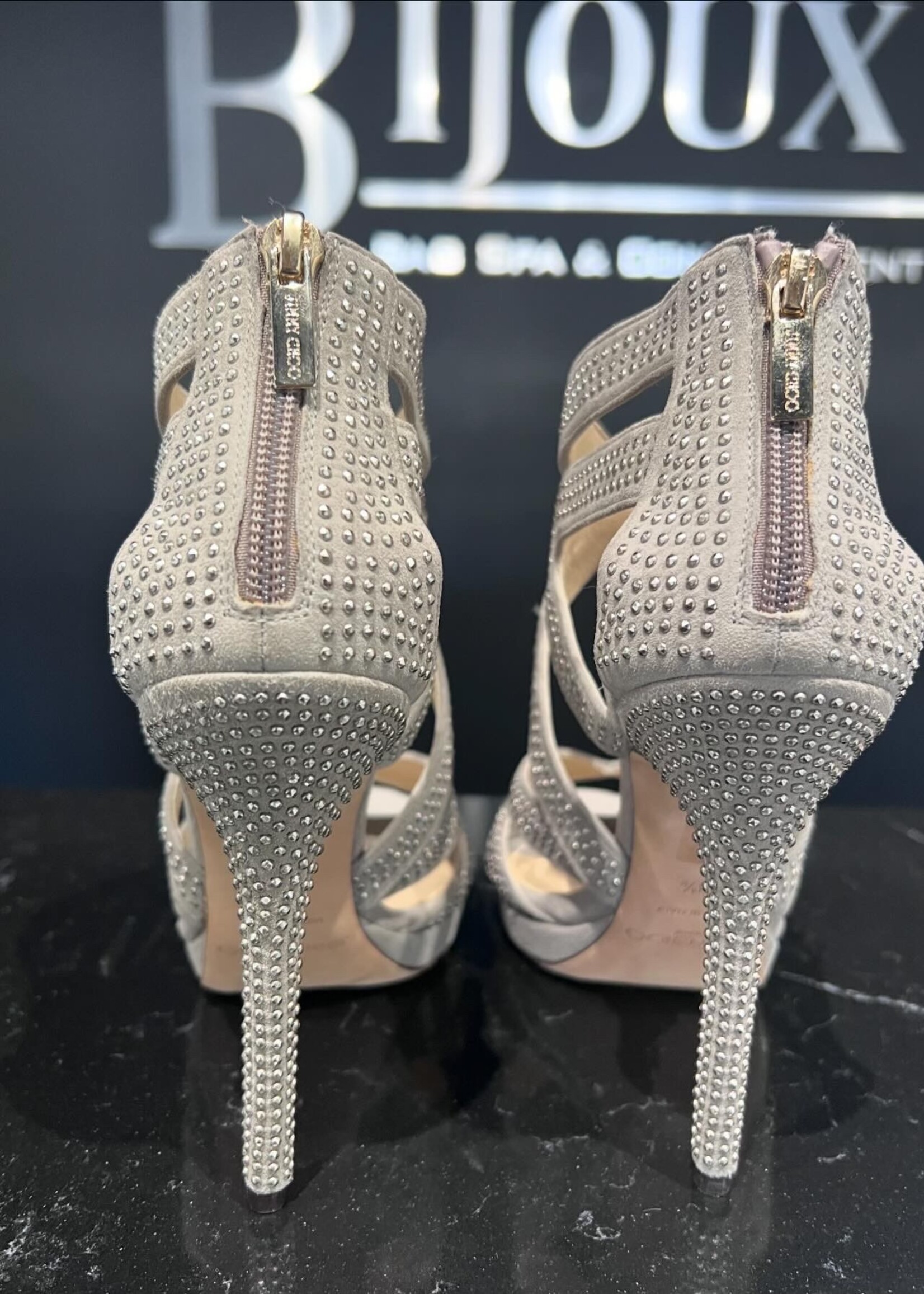 Jimmy Choo Jimmy Choo Suede Studded Collar Sandals 38.5