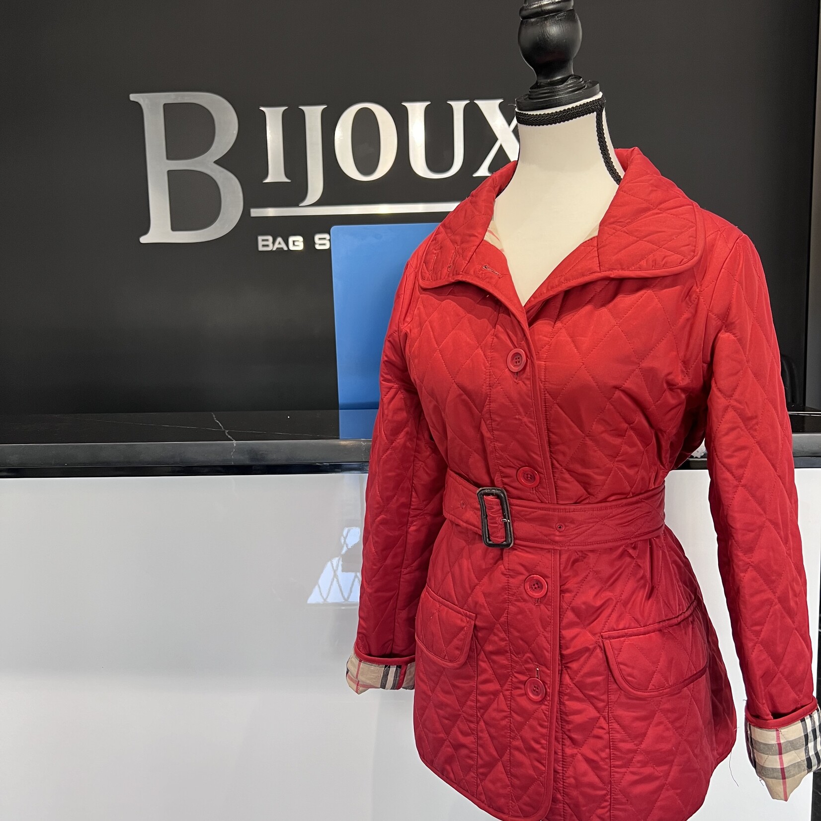 Burberry SOLD- Burberry Quilted Jacket with Belt- 24