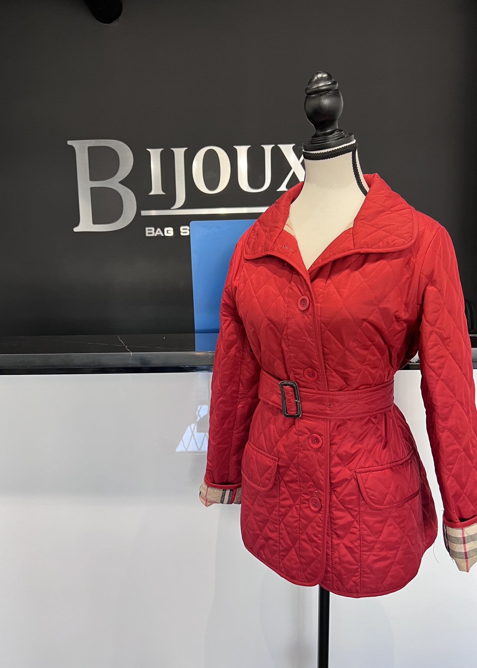 Burberry SOLD- Burberry Quilted Jacket with Belt- 24