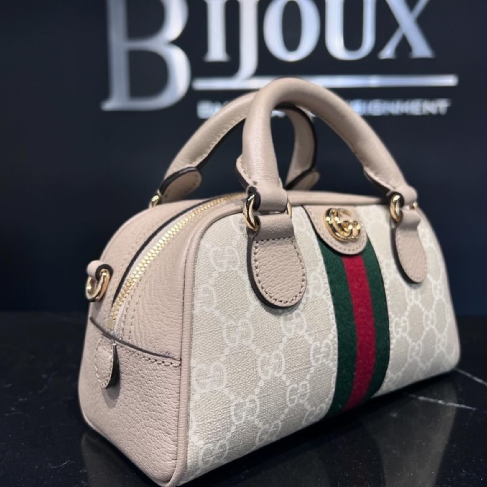 Gucci SOLD- Gucci Supreme Mini Ophidia Bowler Bag