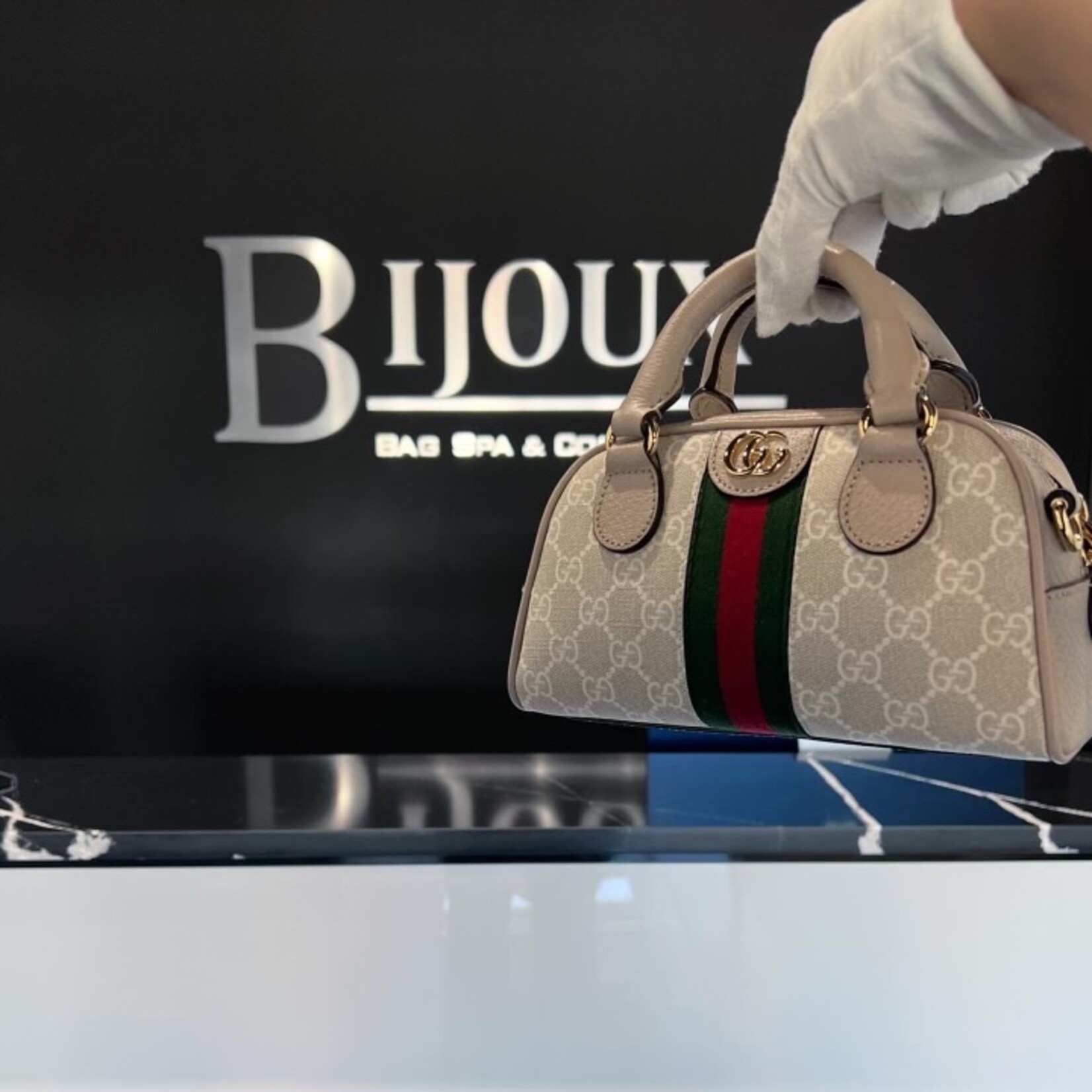 Gucci SOLD- Gucci Supreme Mini Ophidia Bowler Bag