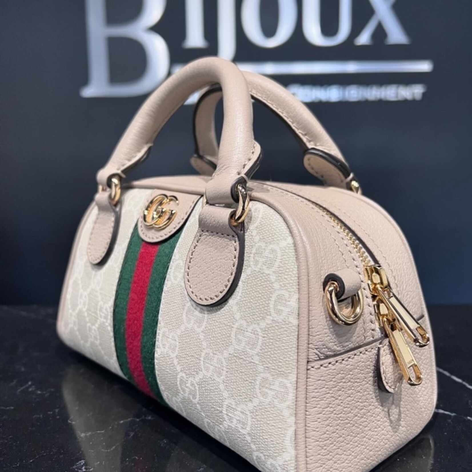 Gucci SOLD- Gucci Supreme Mini Ophidia Bowler Bag