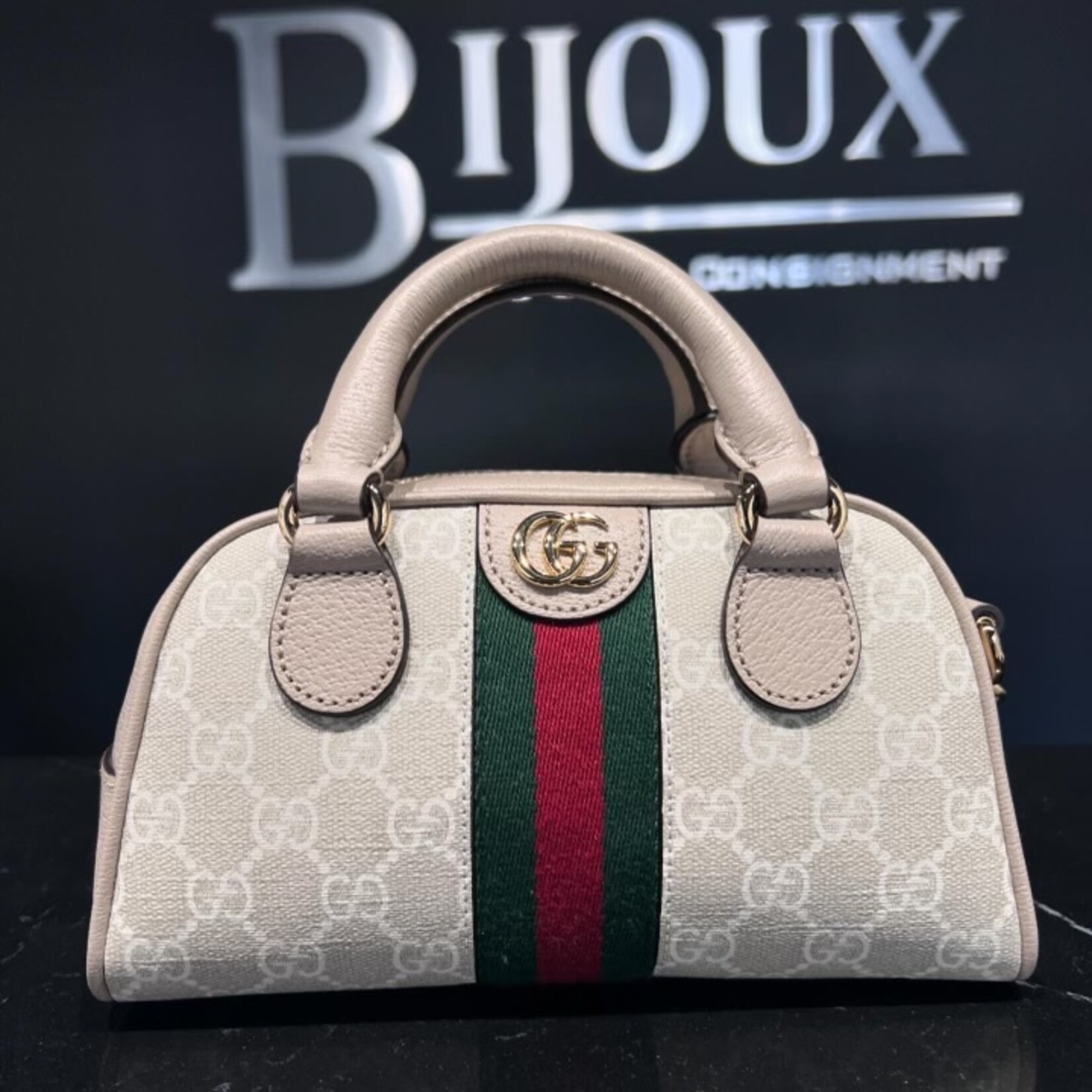 Gucci SOLD- Gucci Supreme Mini Ophidia Bowler Bag
