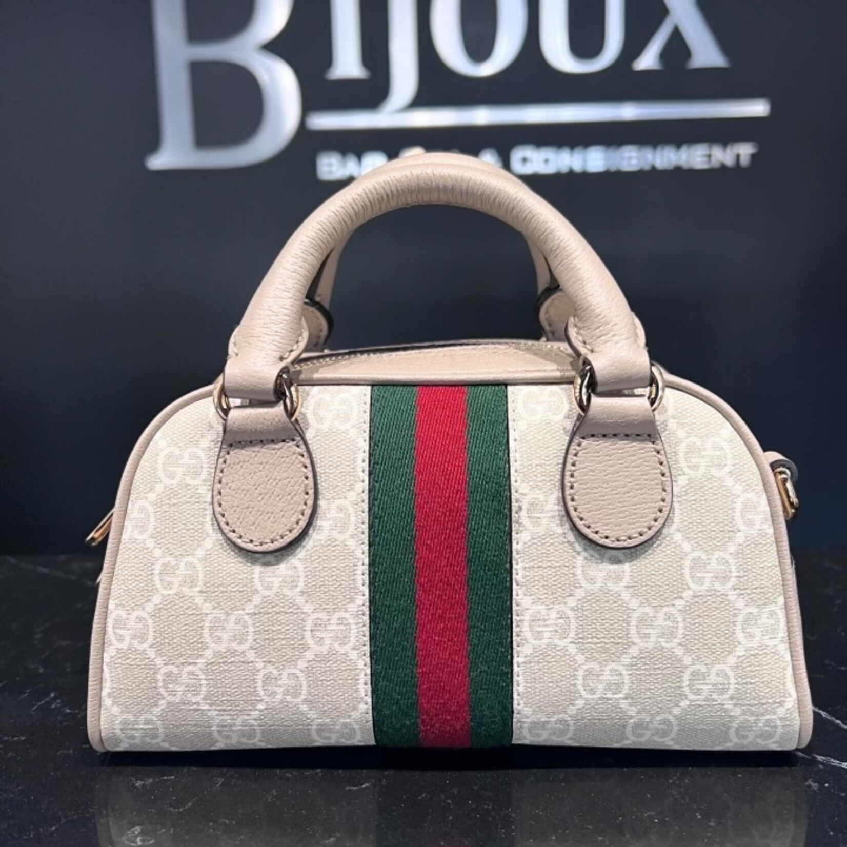 Gucci SOLD- Gucci Supreme Mini Ophidia Bowler Bag