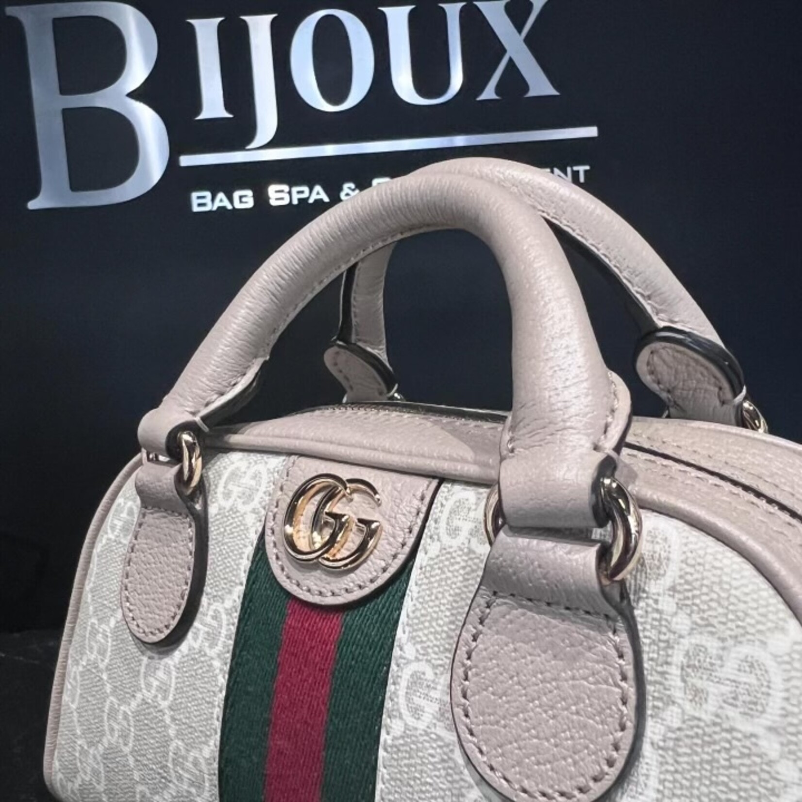 Gucci SOLD- Gucci Supreme Mini Ophidia Bowler Bag