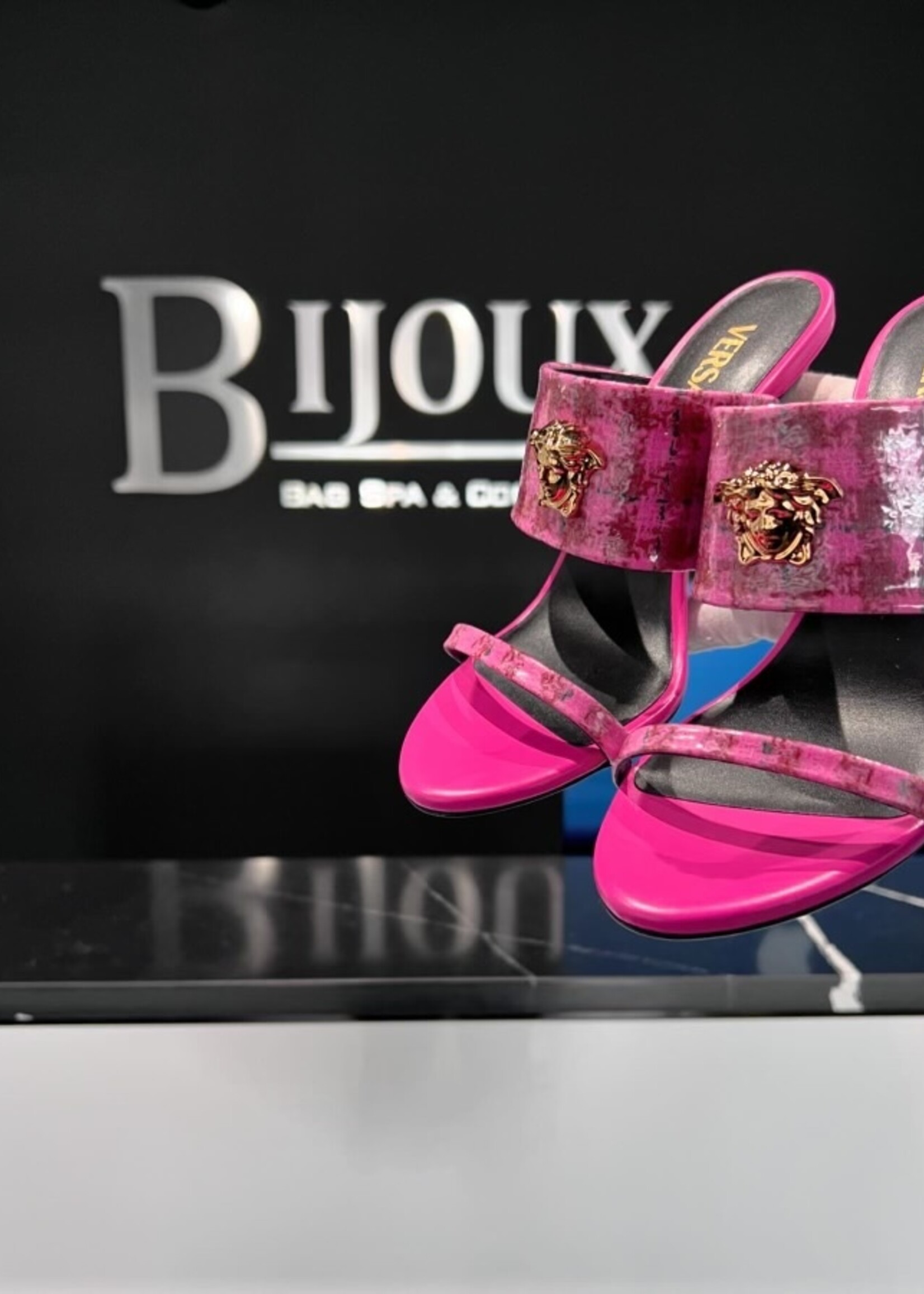 Versace SOLD- Versace Patent Tweed Heels- 38