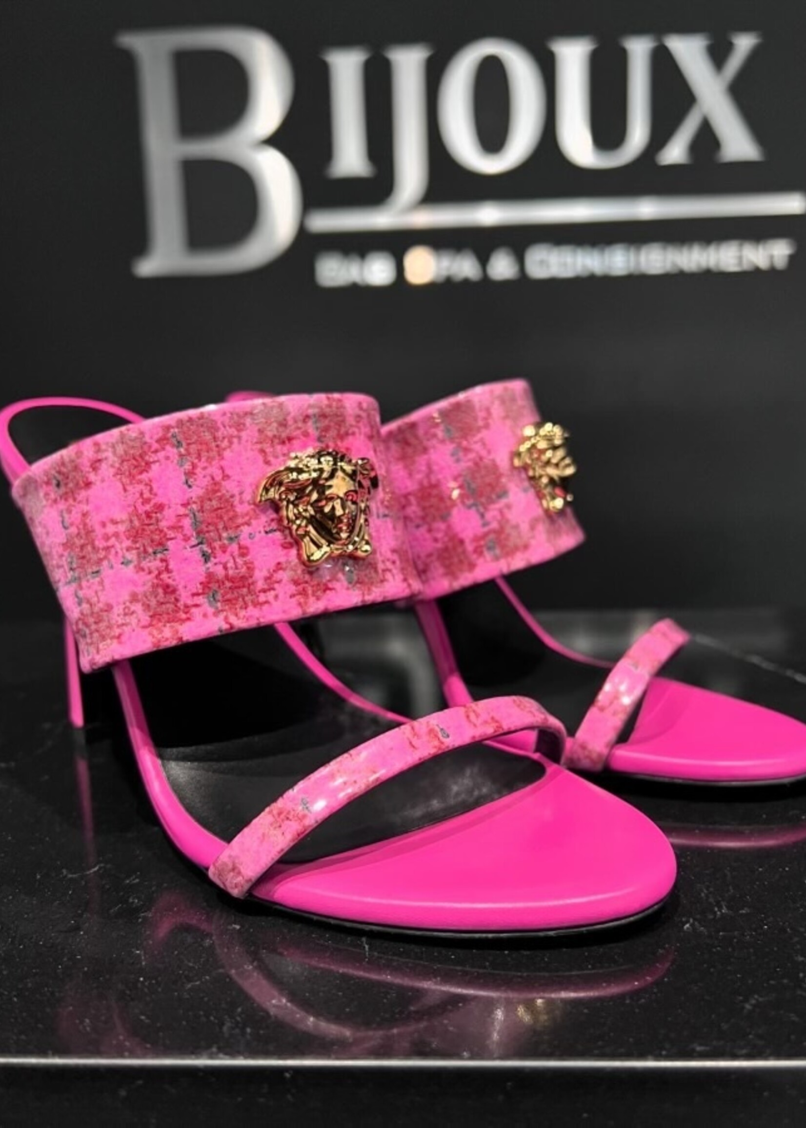 Versace SOLD- Versace Patent Tweed Heels- 38