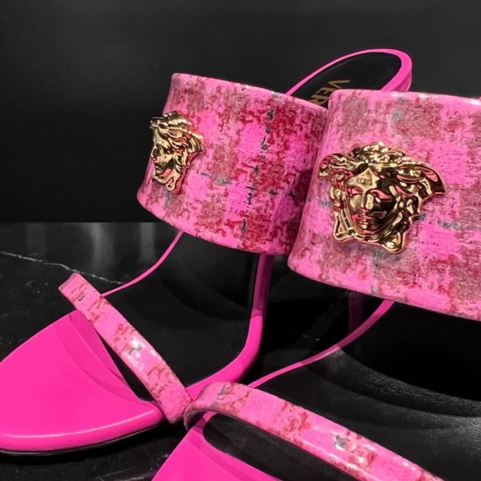 Versace SOLD- Versace Patent Tweed Heels- 38