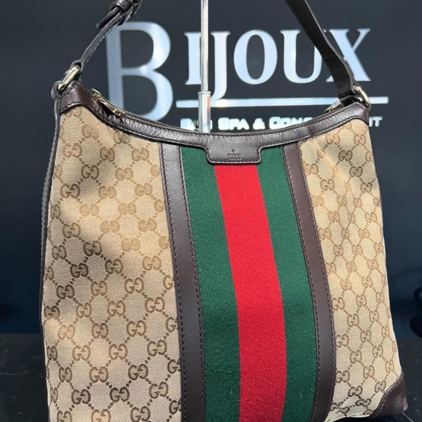 Gucci Monogram Medium Hobo Bijoux Bag Spa Consignment