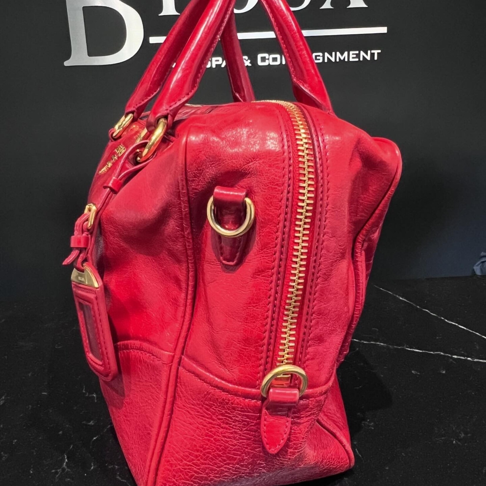Prada Red Handbag Bijoux Bag Spa Consignment