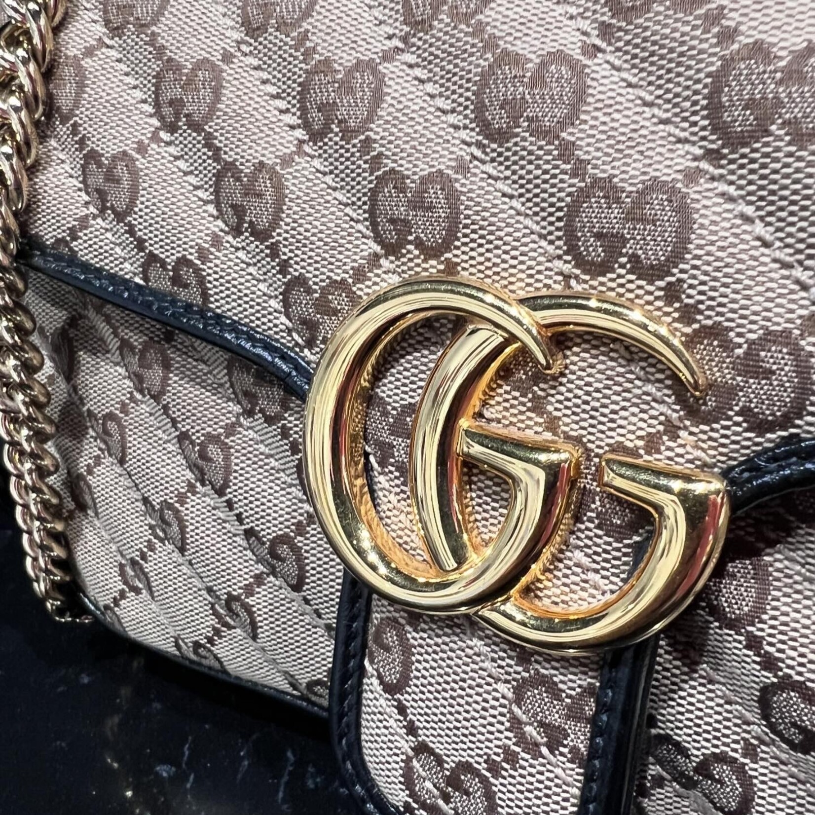 Gucci leather monogram bag hotsell
