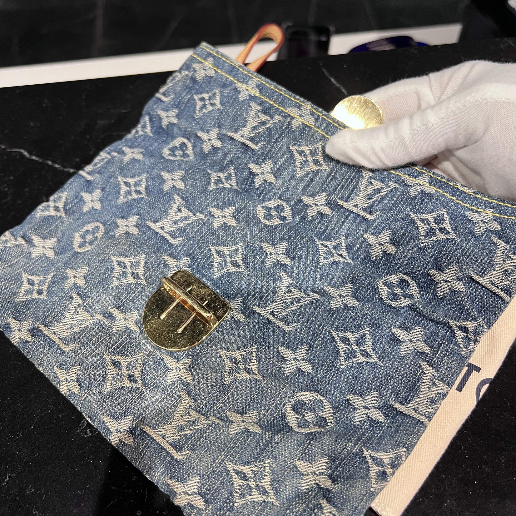 Louis Vuitton SOLD- Louis Vuitton Denim Pochette Plat Clutch