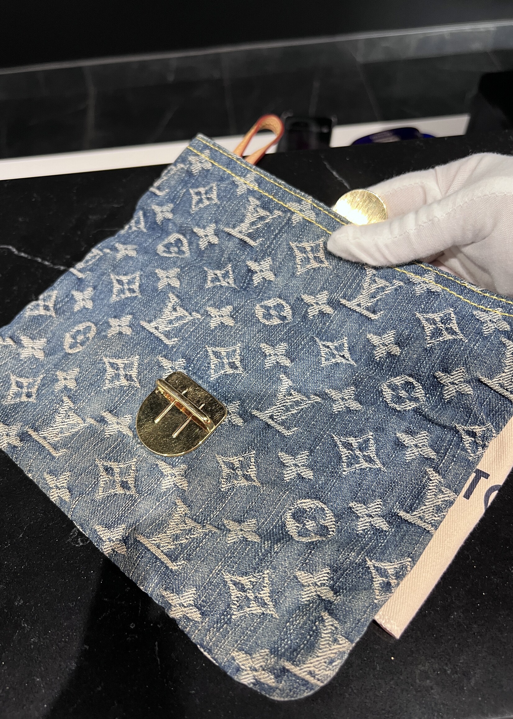 Louis Vuitton SOLD- Louis Vuitton Denim Pochette Plat Clutch