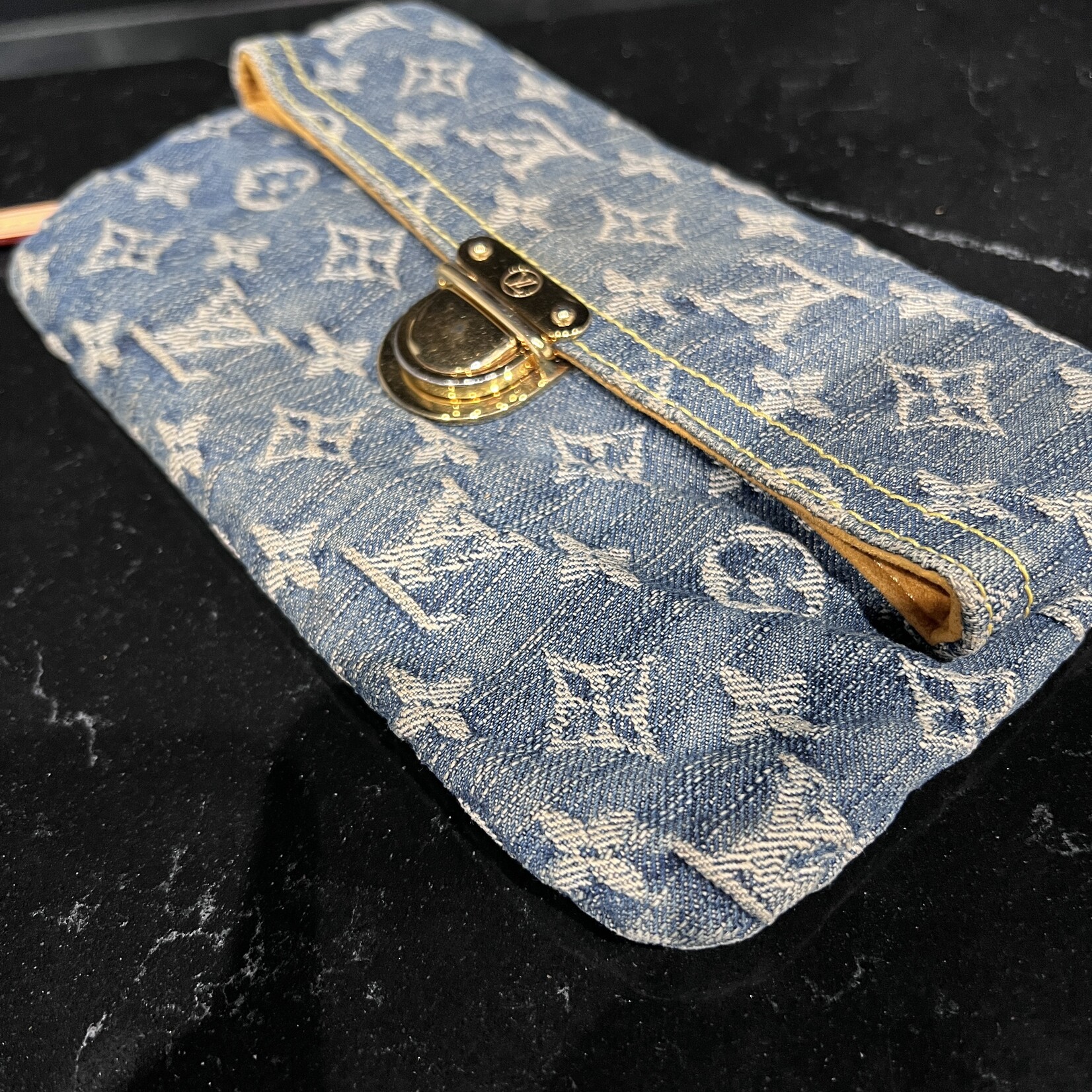 Louis Vuitton SOLD- Louis Vuitton Denim Pochette Plat Clutch