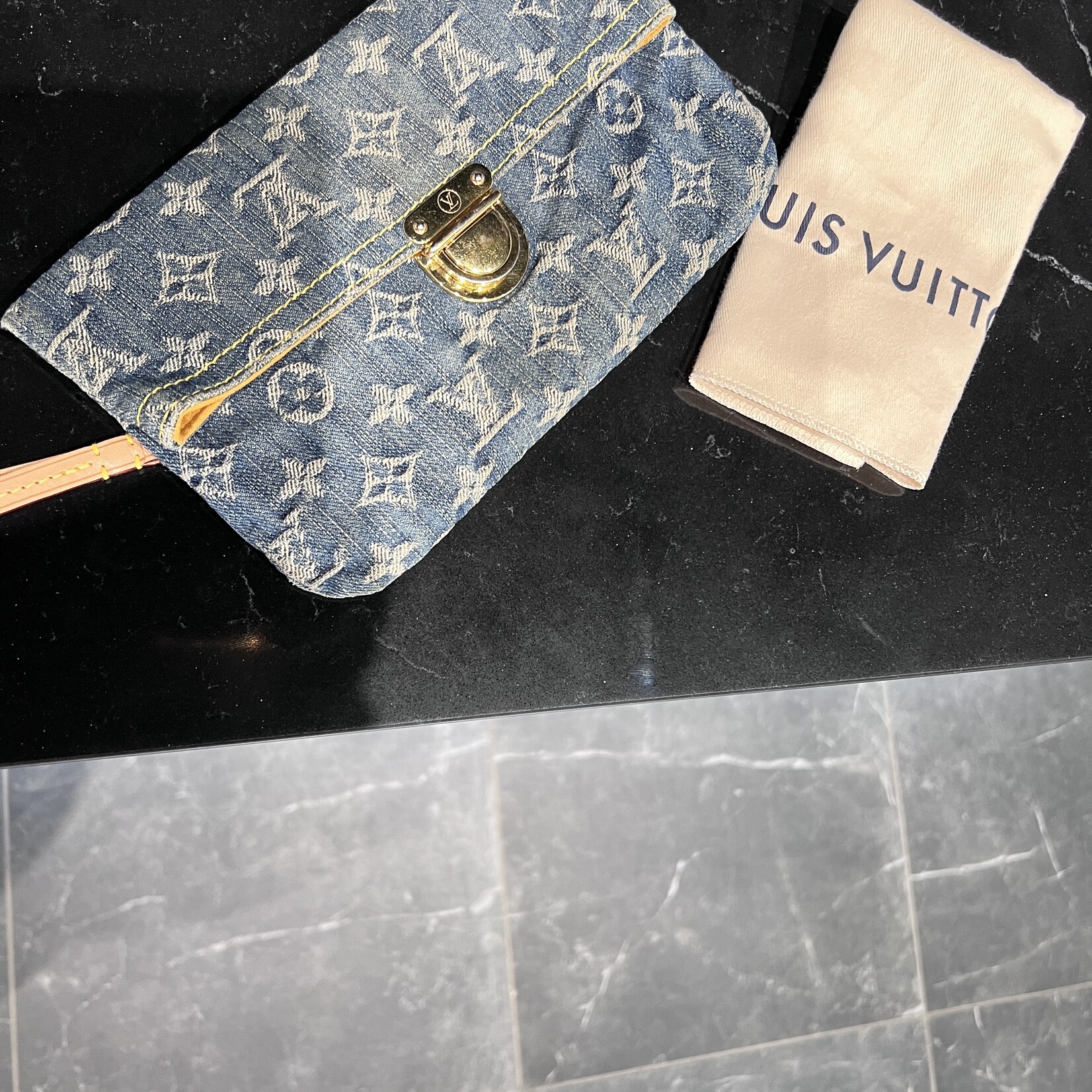 Louis Vuitton SOLD- Louis Vuitton Denim Pochette Plat Clutch