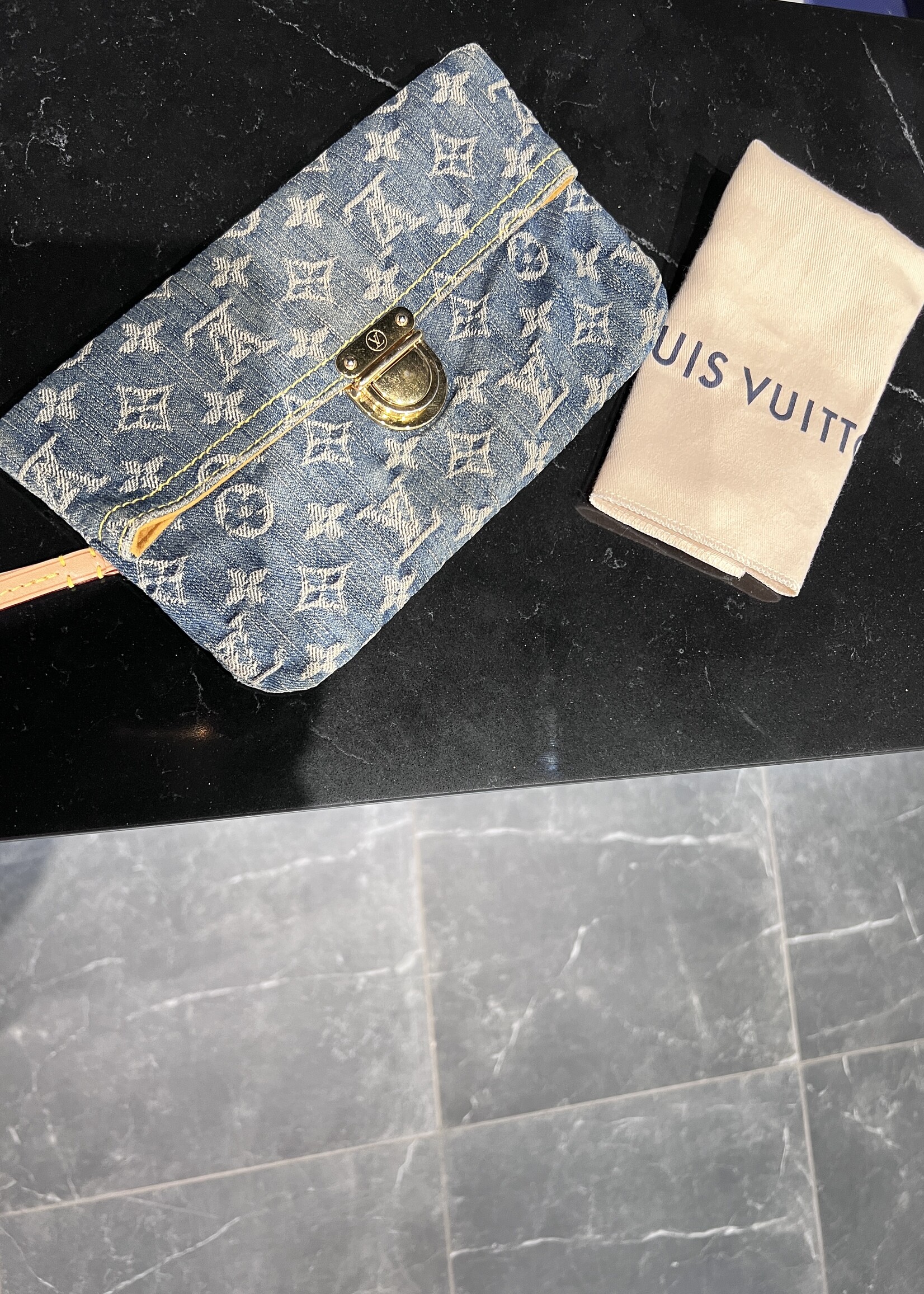 Louis Vuitton SOLD- Louis Vuitton Denim Pochette Plat Clutch