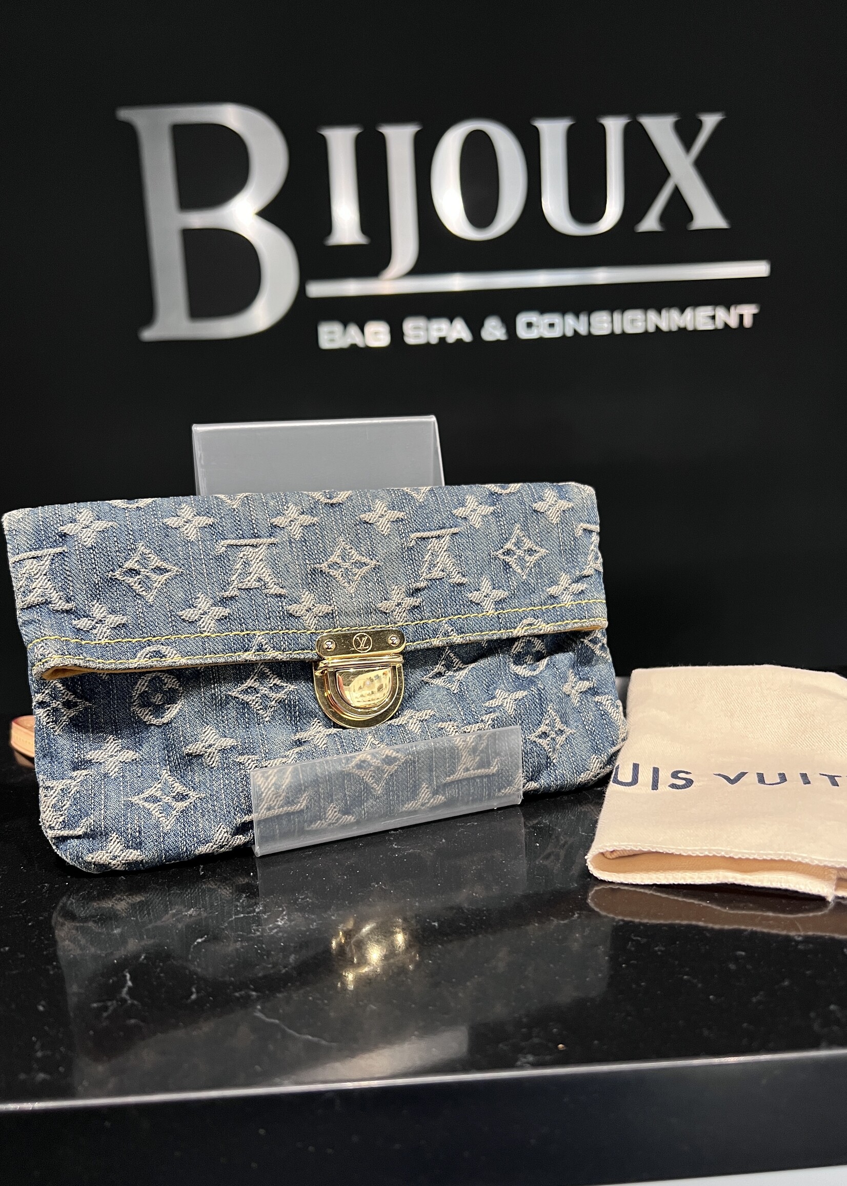 Louis Vuitton SOLD- Louis Vuitton Denim Pochette Plat Clutch