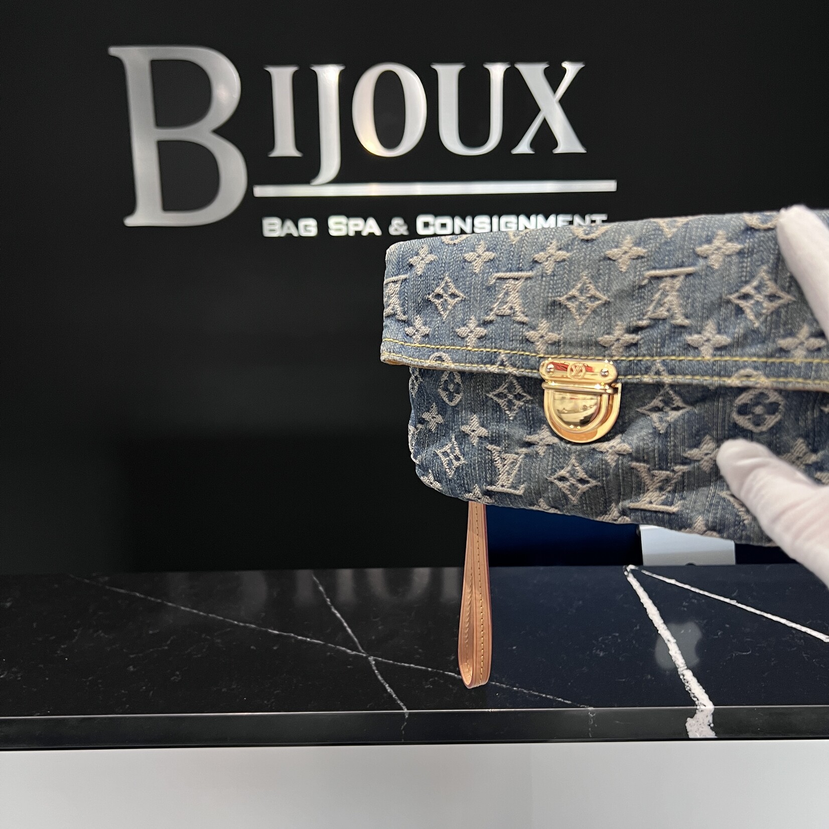 Louis Vuitton SOLD- Louis Vuitton Denim Pochette Plat Clutch