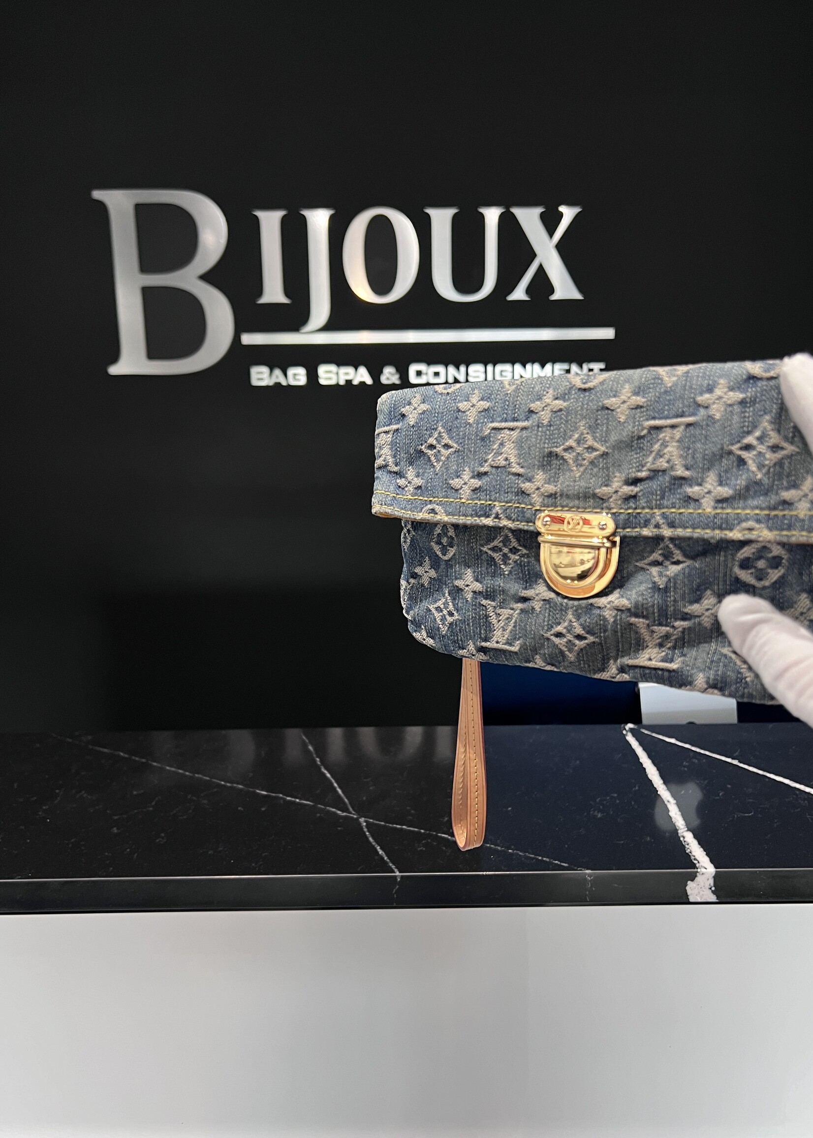 Louis Vuitton SOLD- Louis Vuitton Denim Pochette Plat Clutch