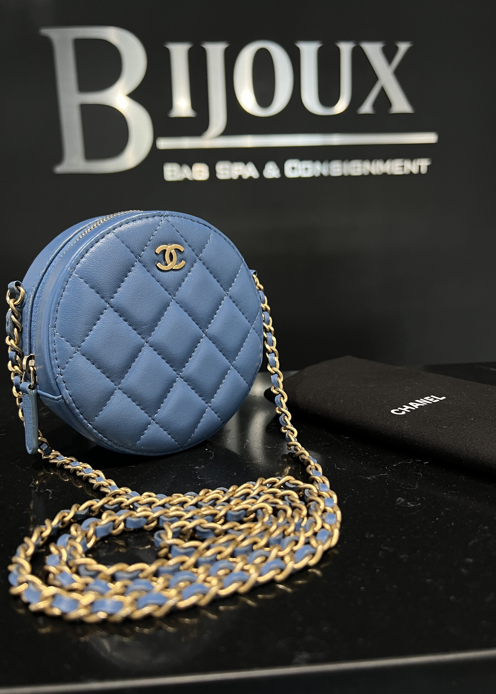 Chanel SOLD- Chanel Mini Round Bag on Chain
