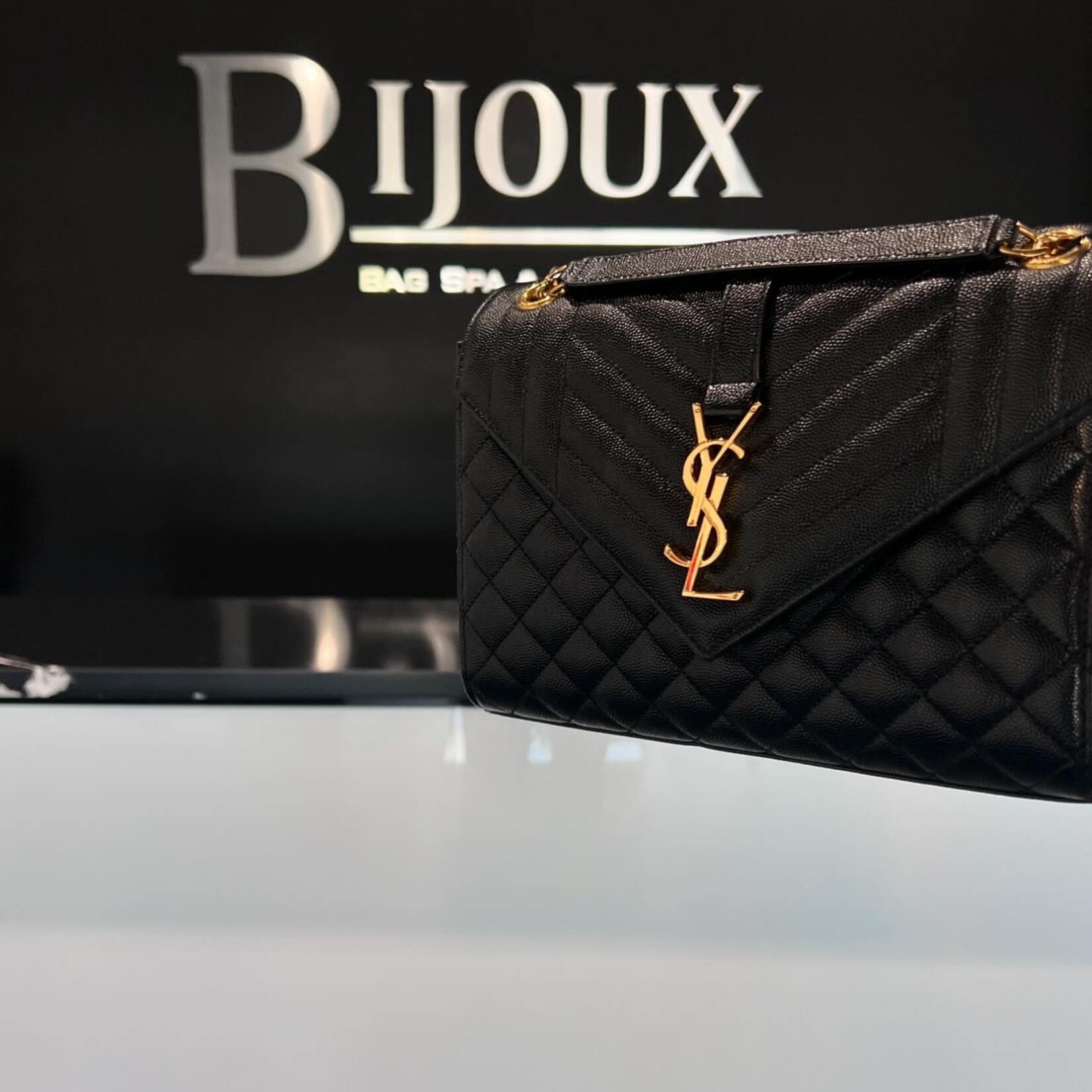 Saint Laurent Medium Envelope Black Bijoux Bag Spa Consignment