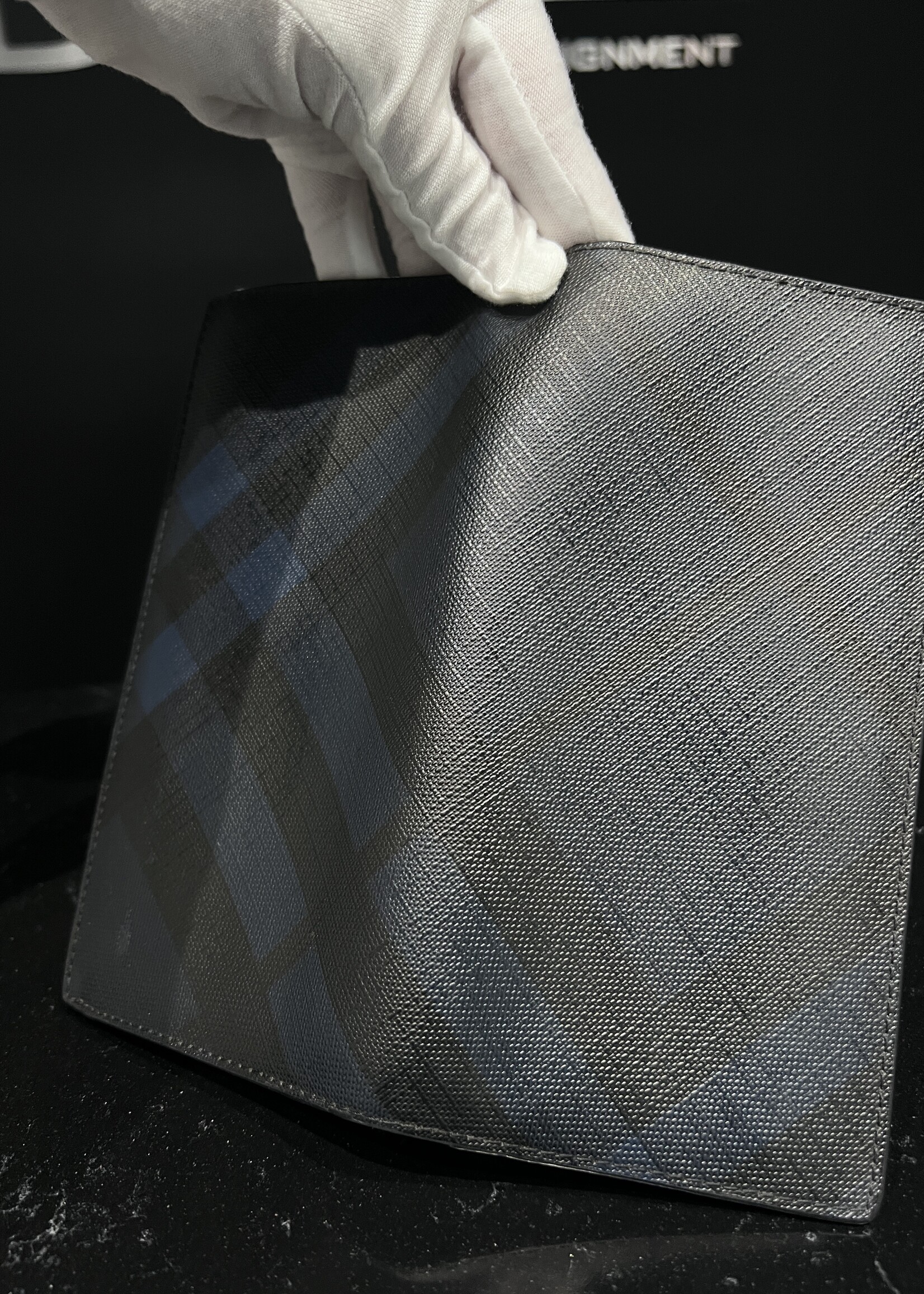 Burberry SOLD - Burberry Navy/Black Bifold Large Wallet