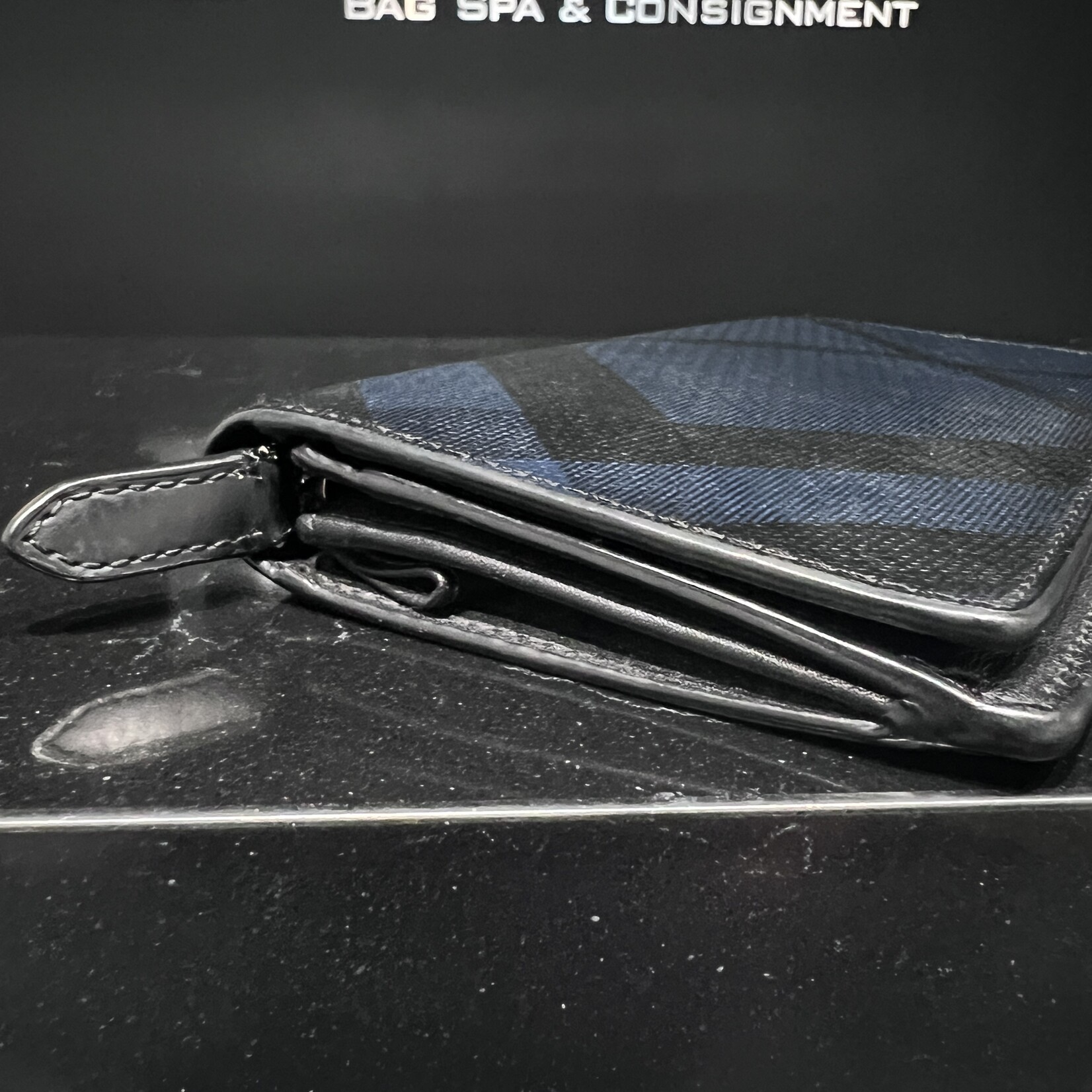 Burberry SOLD - Burberry Navy/Black Bifold Large Wallet