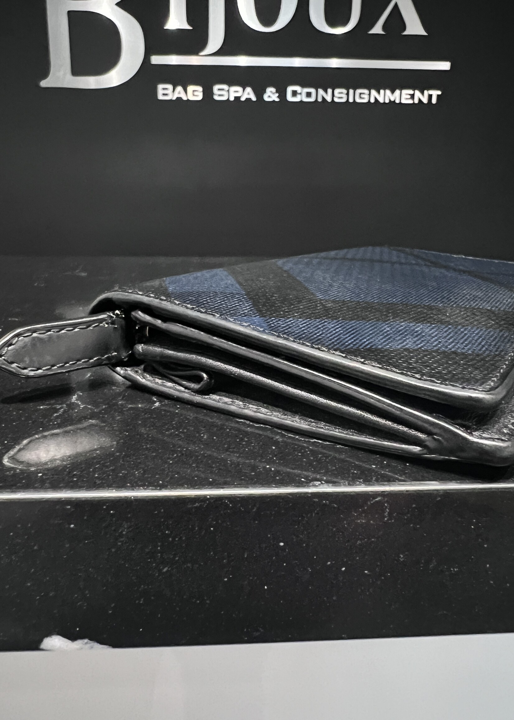 Burberry SOLD - Burberry Navy/Black Bifold Large Wallet