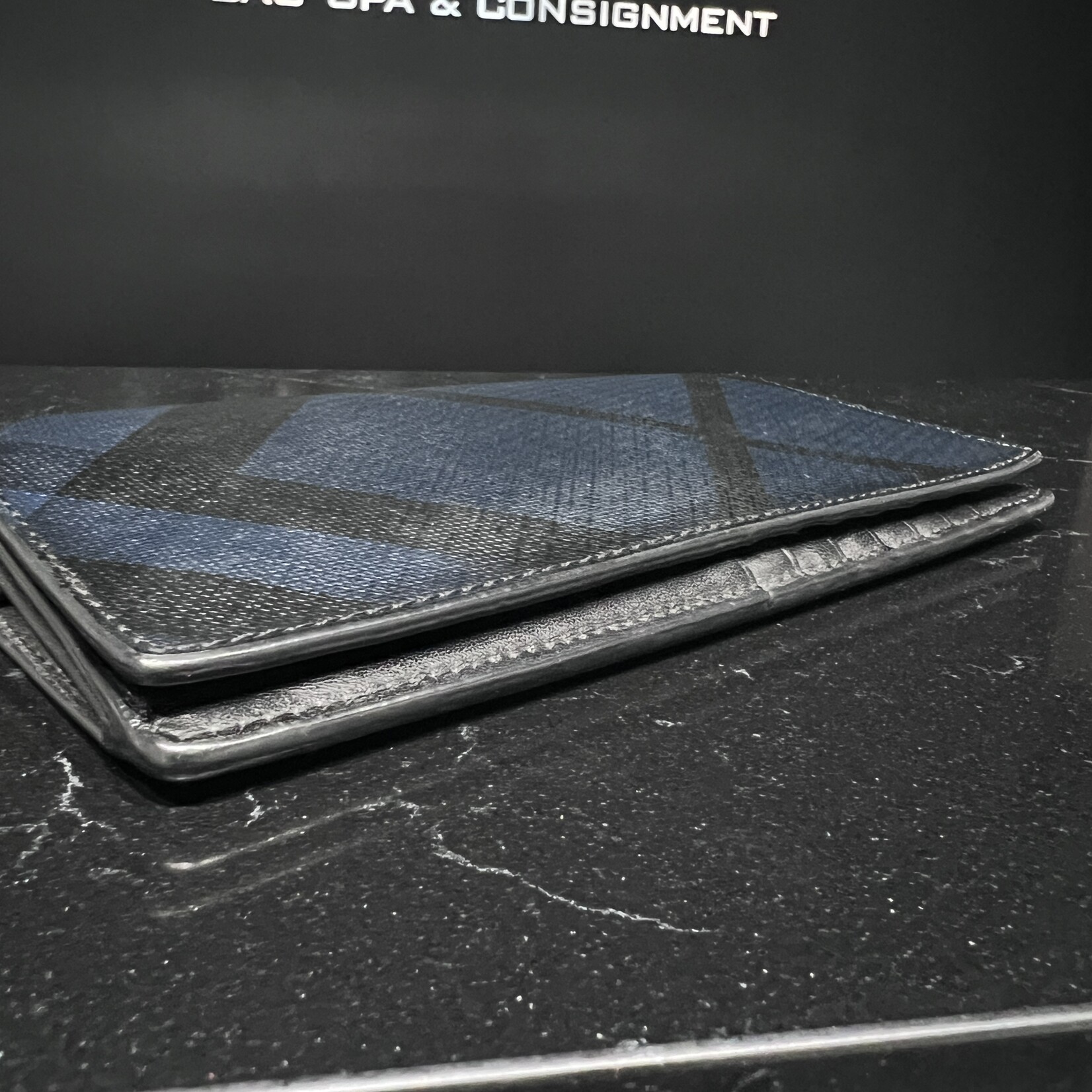 Burberry SOLD - Burberry Navy/Black Bifold Large Wallet