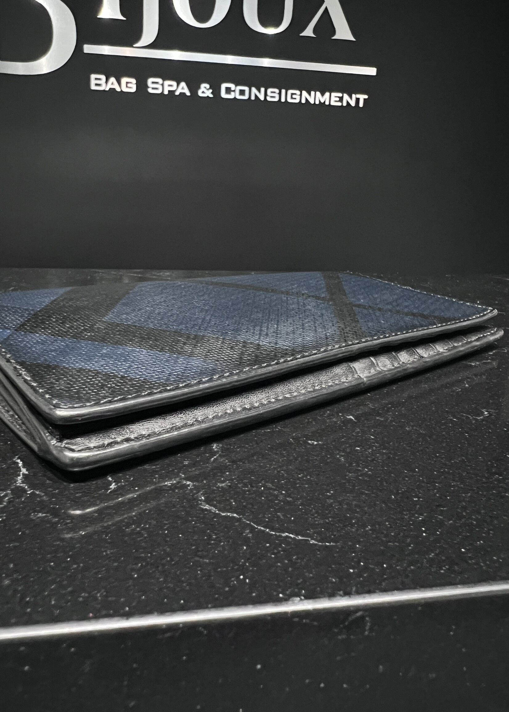 Burberry SOLD - Burberry Navy/Black Bifold Large Wallet