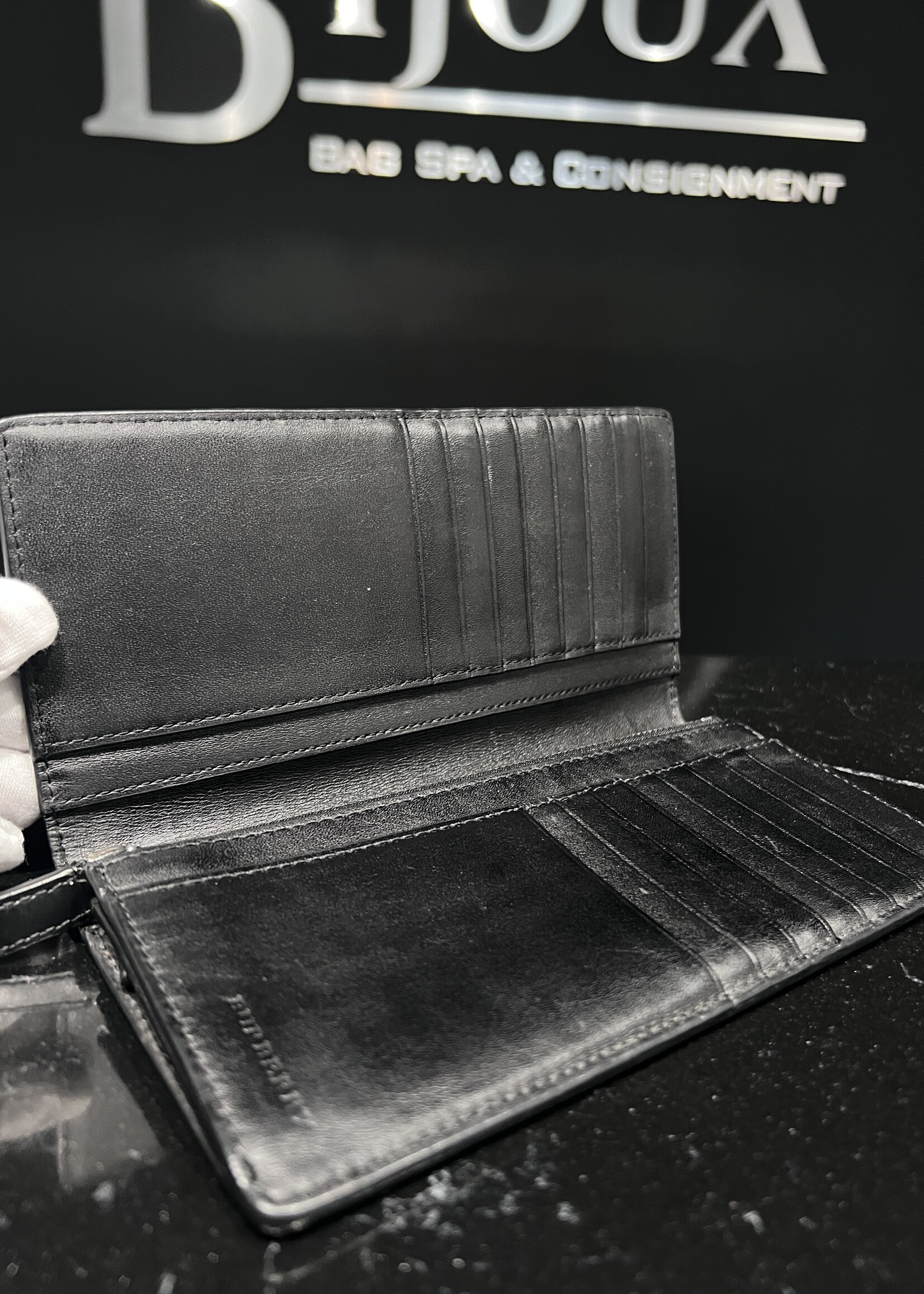 Burberry SOLD - Burberry Navy/Black Bifold Large Wallet