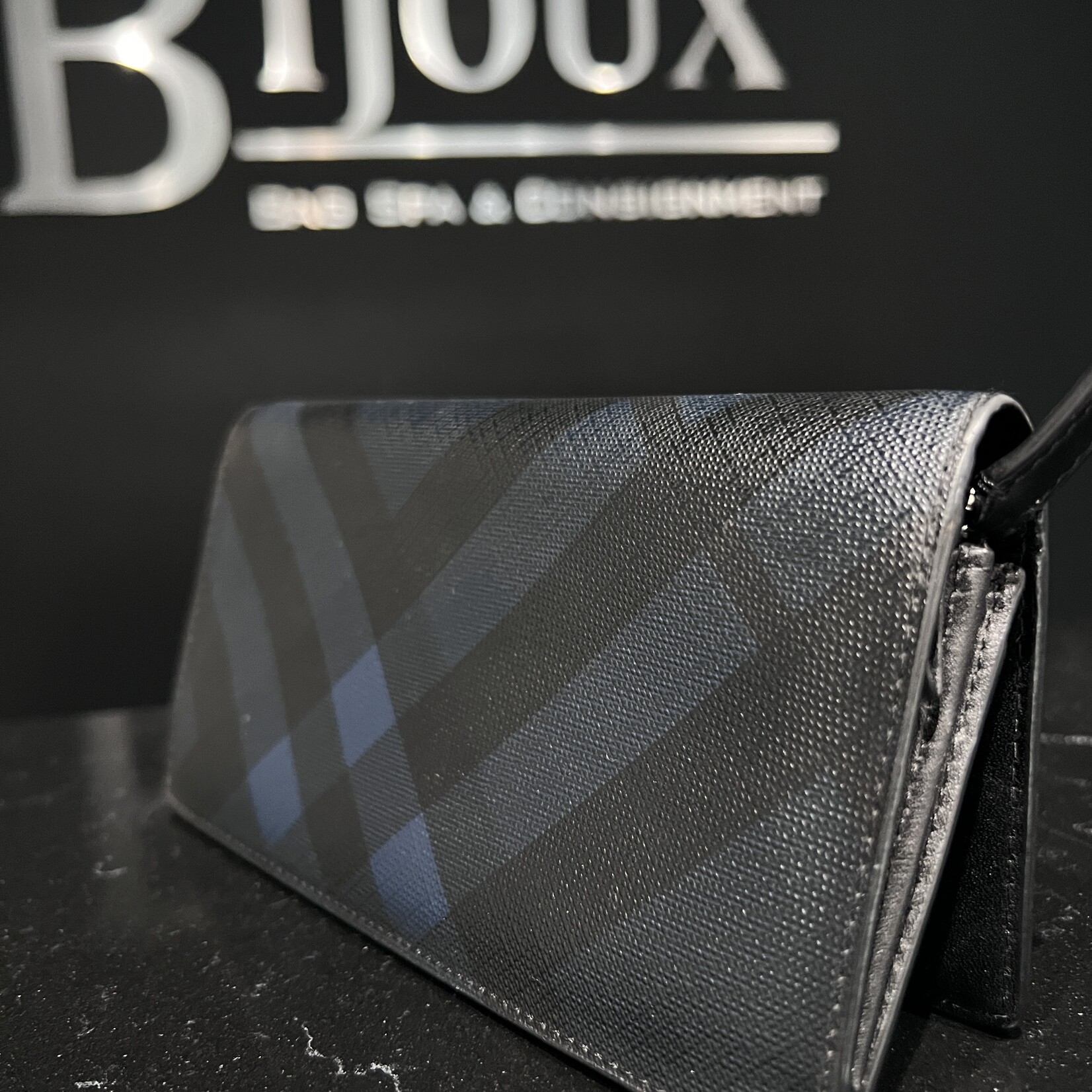 Burberry SOLD - Burberry Navy/Black Bifold Large Wallet
