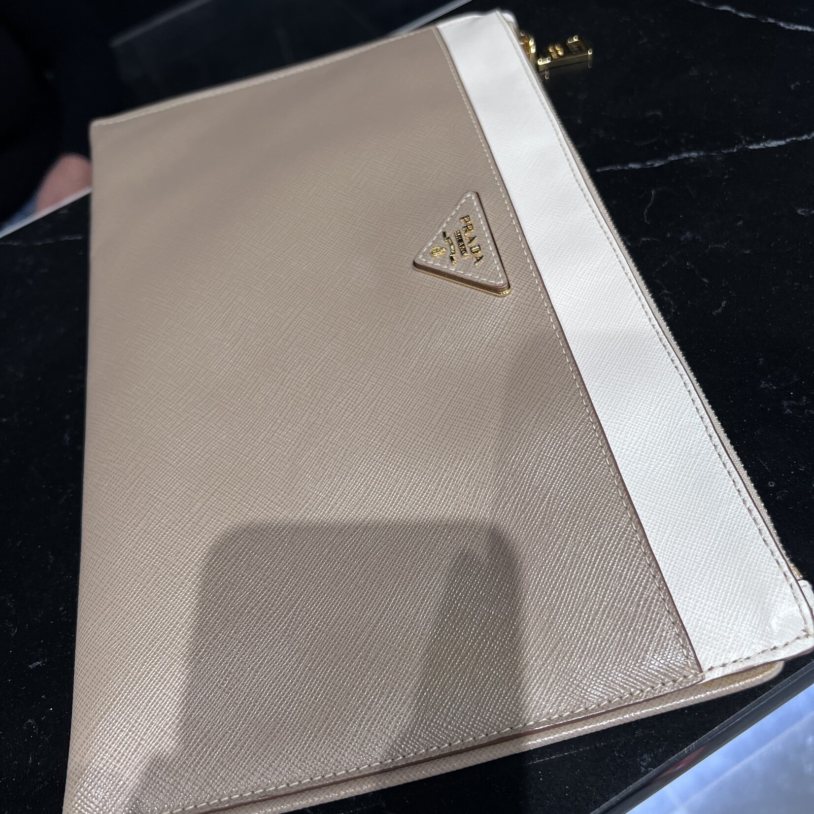 Prada SOLD - Prada Saffiano Two Tone Clutch