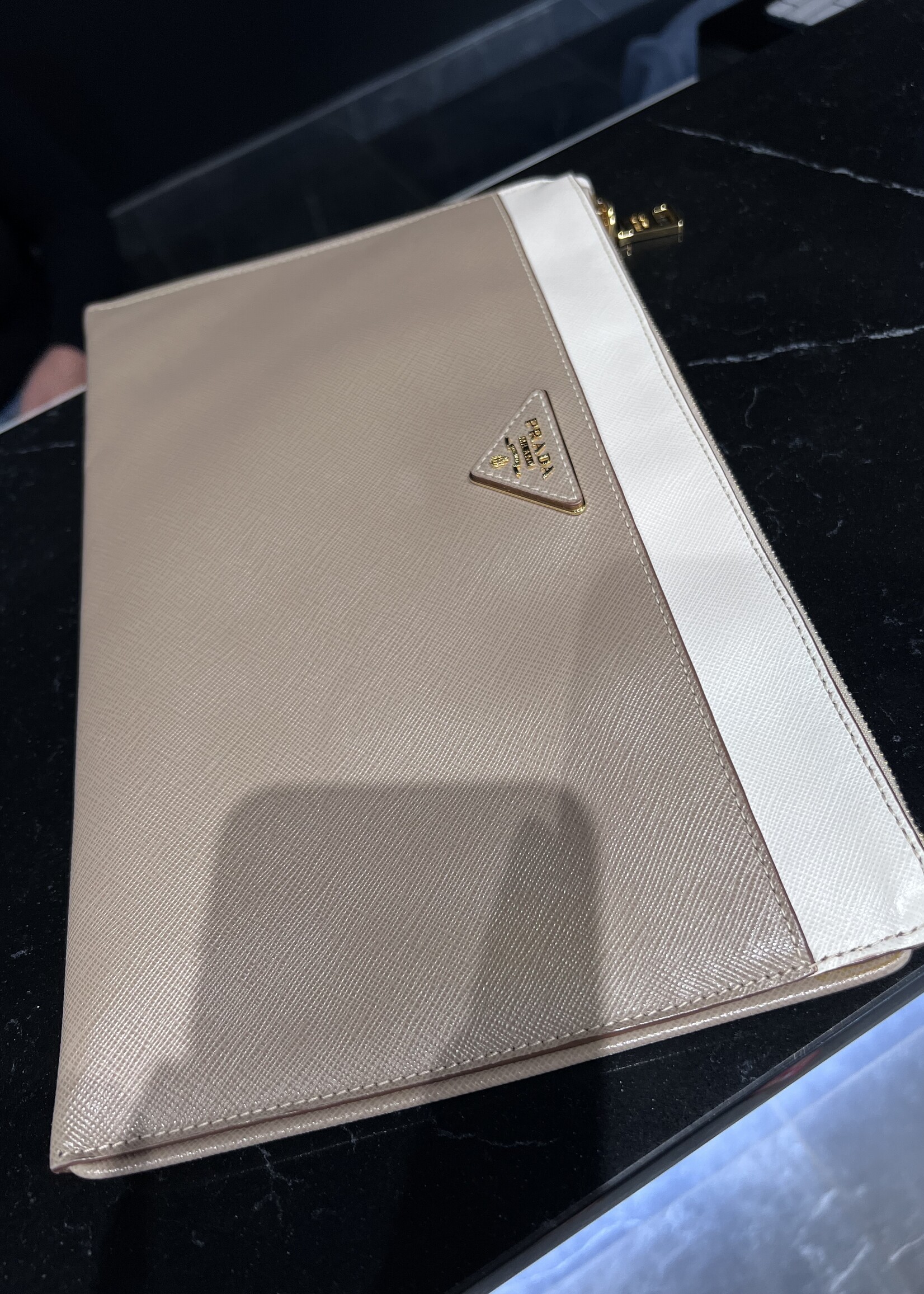 Prada SOLD - Prada Saffiano Two Tone Clutch
