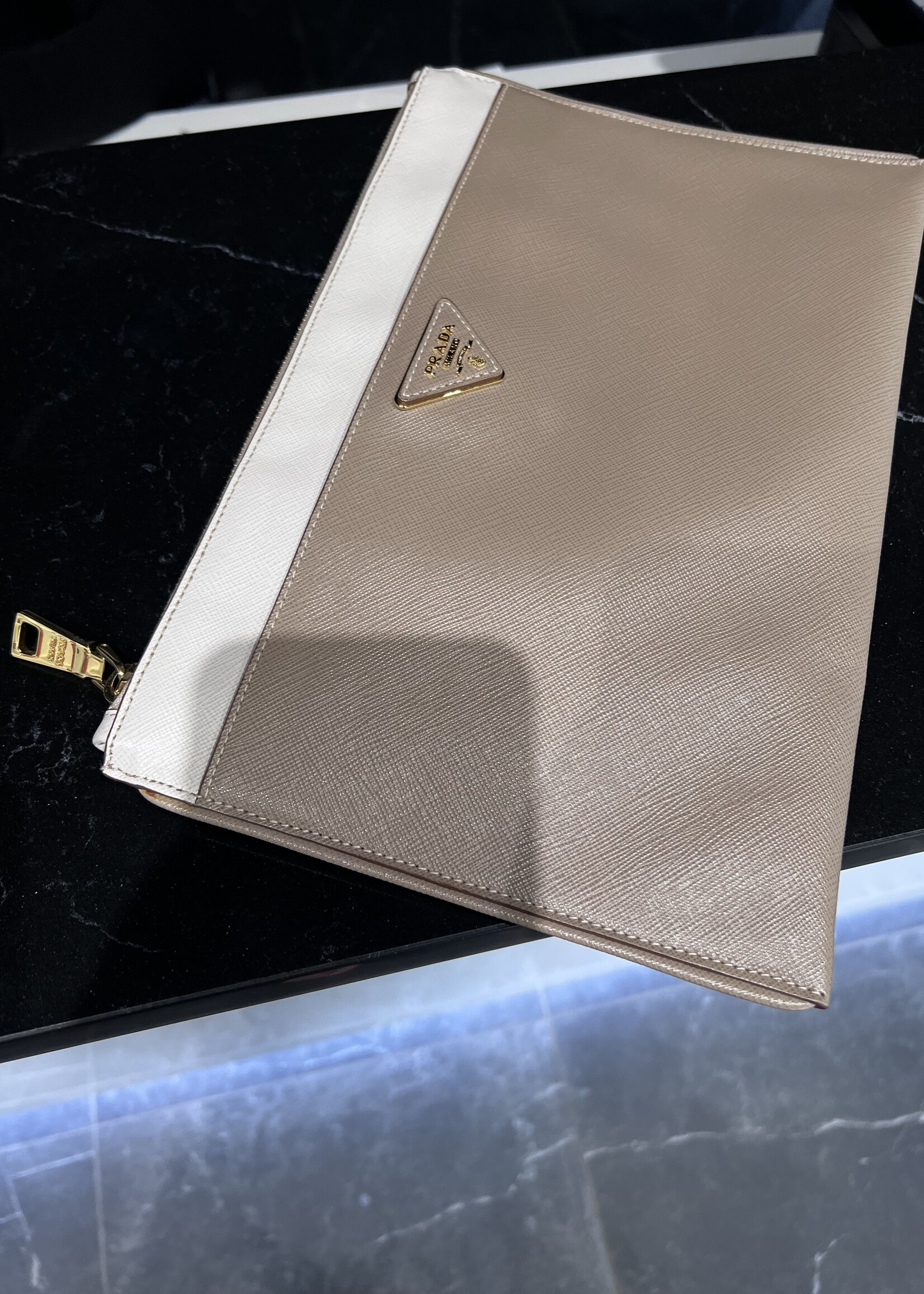Prada SOLD - Prada Saffiano Two Tone Clutch