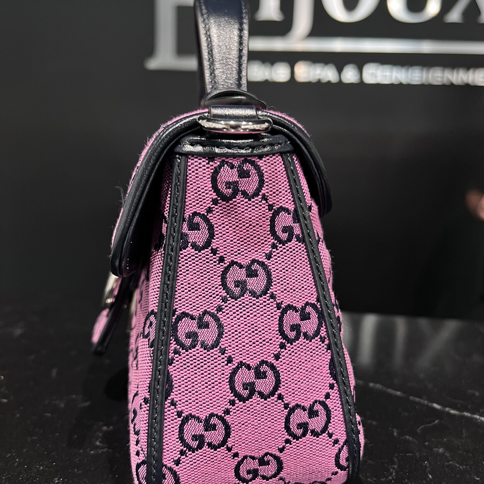 Gucci SOLD - Gucci Marmont Top Handle Monogram Shoulder Bag