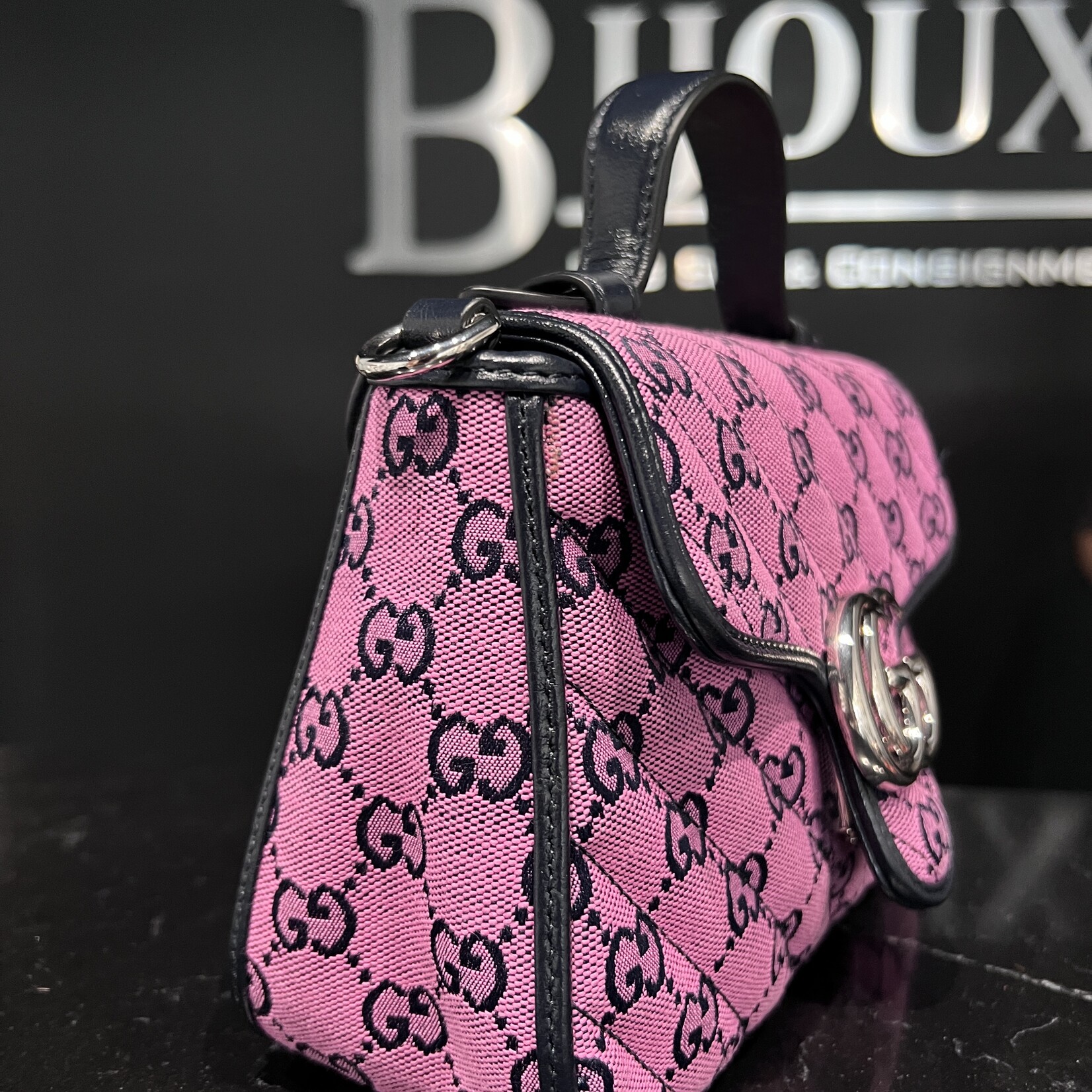 Gucci SOLD - Gucci Marmont Top Handle Monogram Shoulder Bag