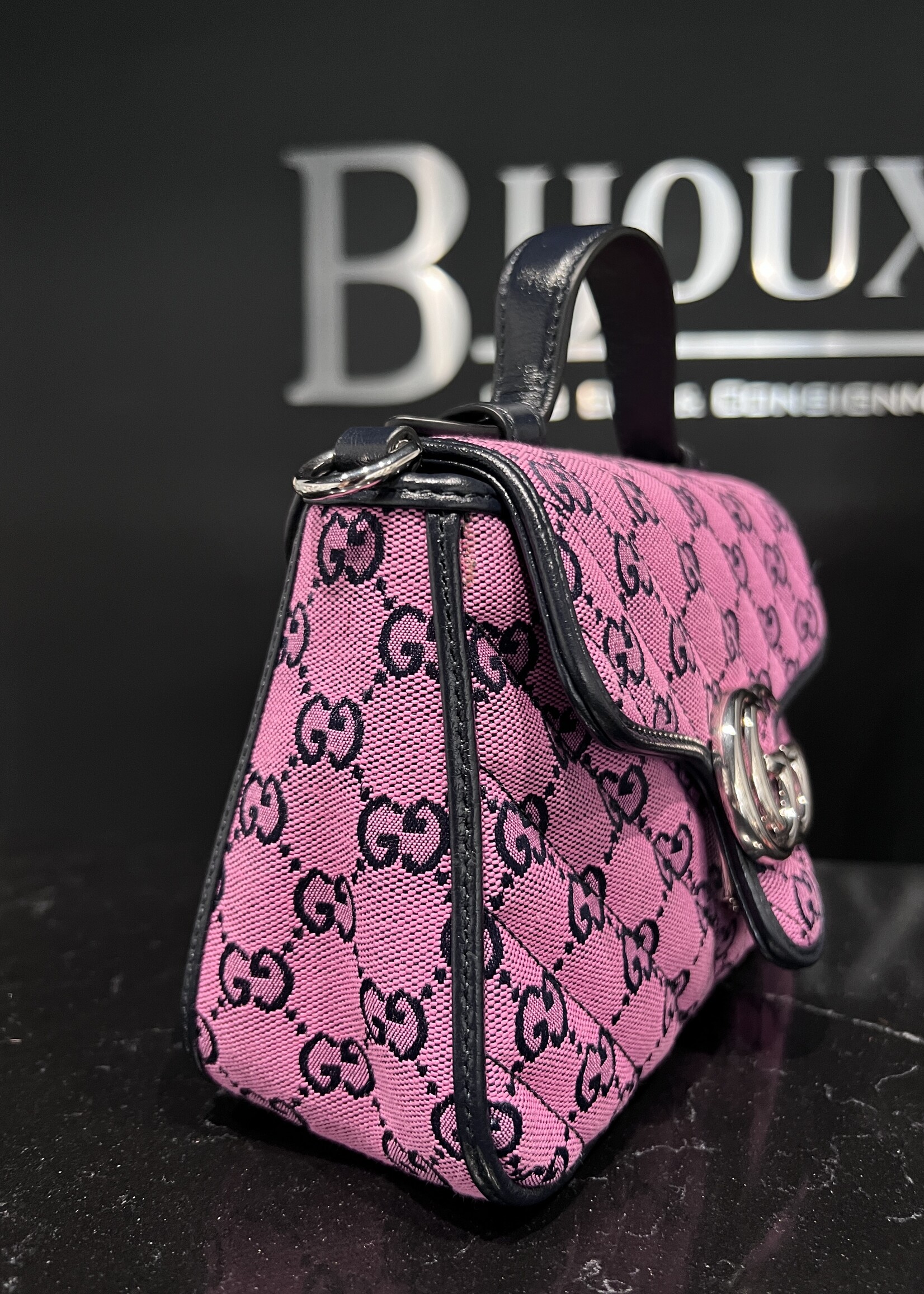 Gucci SOLD - Gucci Marmont Top Handle Monogram Shoulder Bag