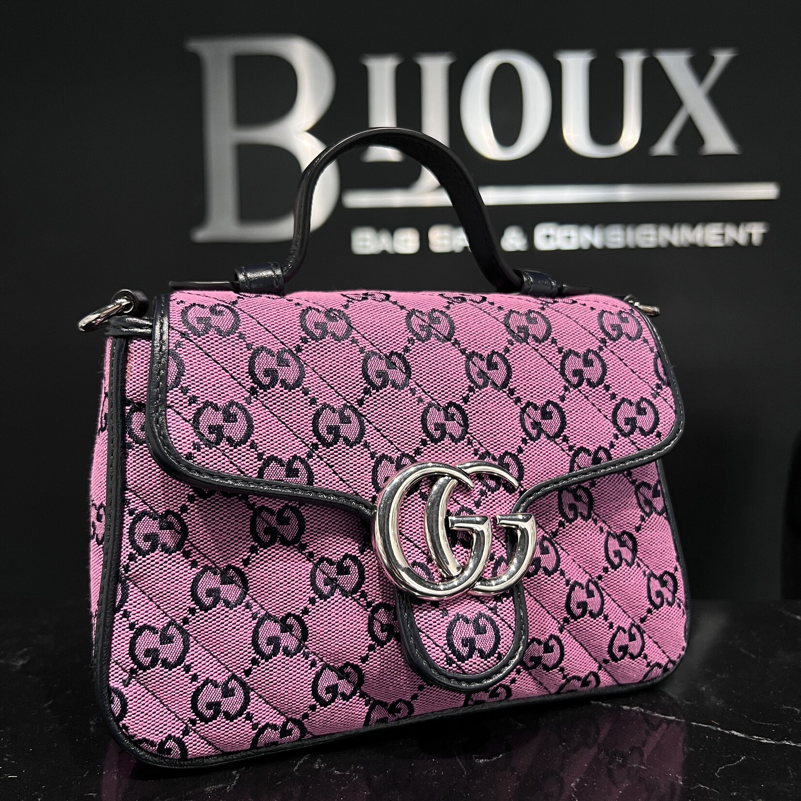 Gucci SOLD - Gucci Marmont Top Handle Monogram Shoulder Bag