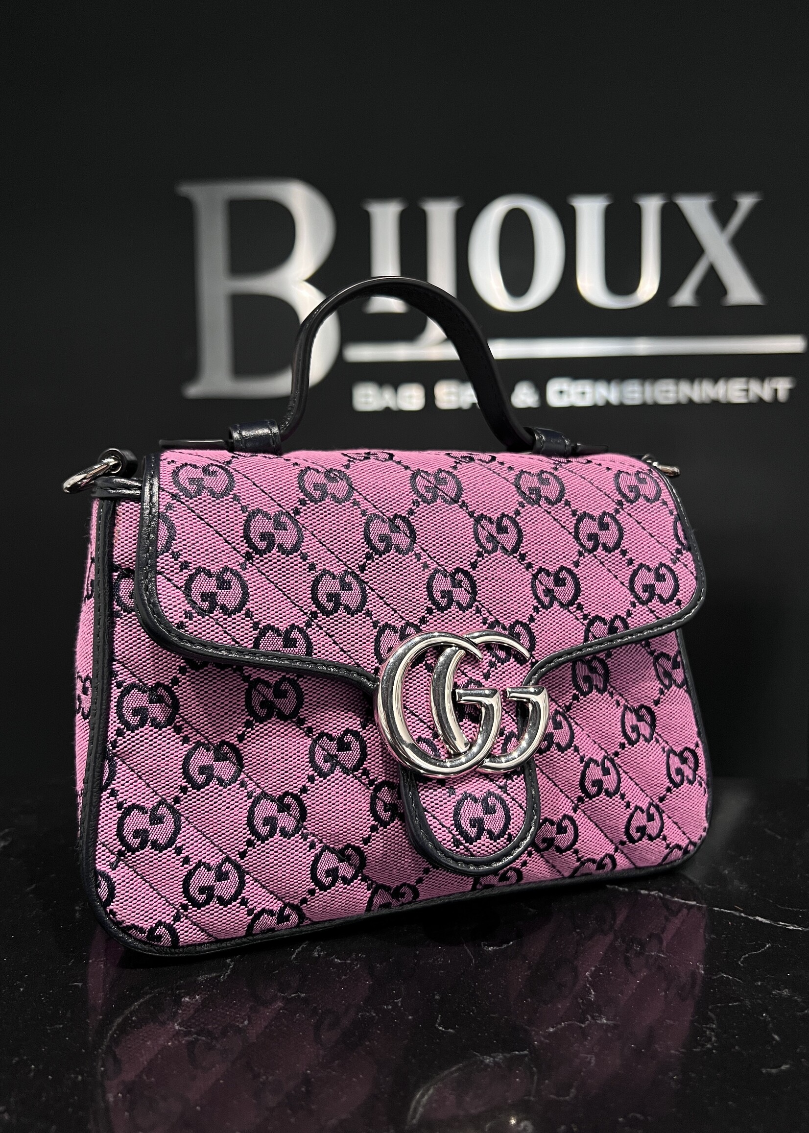 Gucci SOLD - Gucci Marmont Top Handle Monogram Shoulder Bag