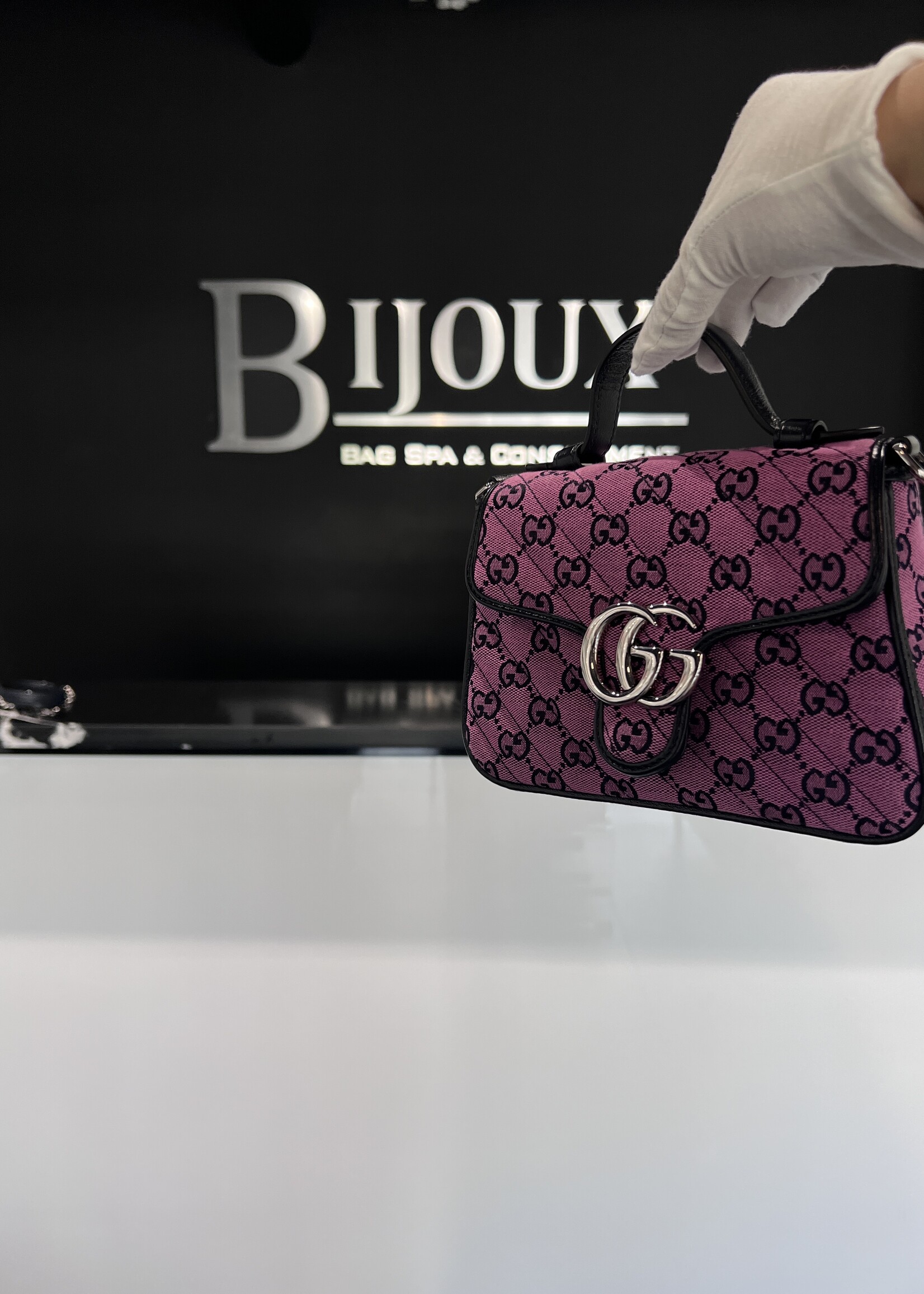 Gucci SOLD - Gucci Marmont Top Handle Monogram Shoulder Bag