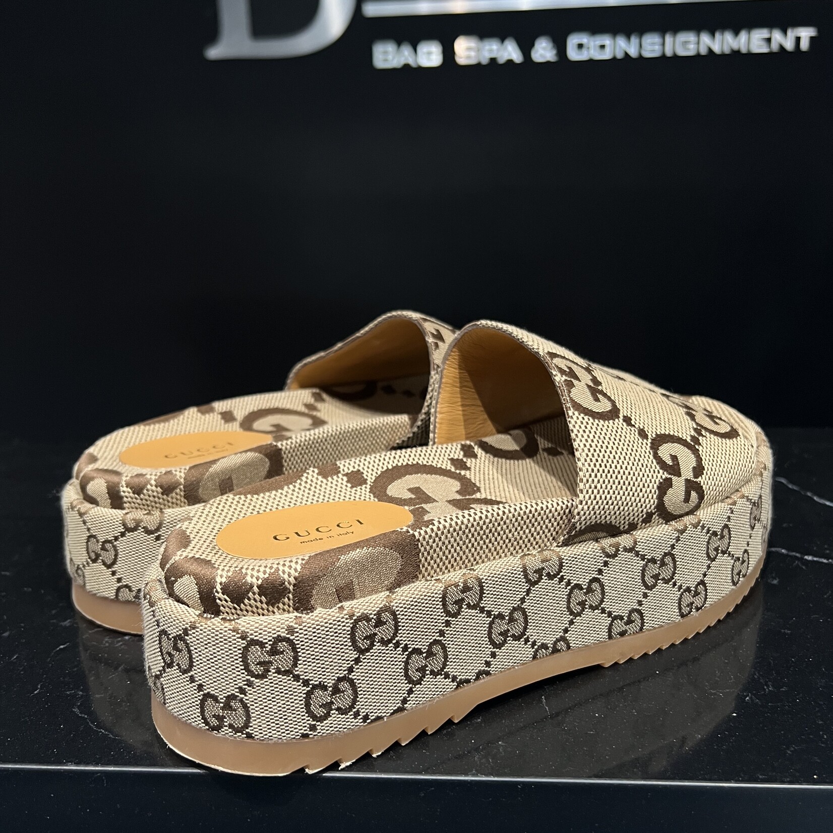 Gucci SOLD - Gucci Monogram Platform Sandals