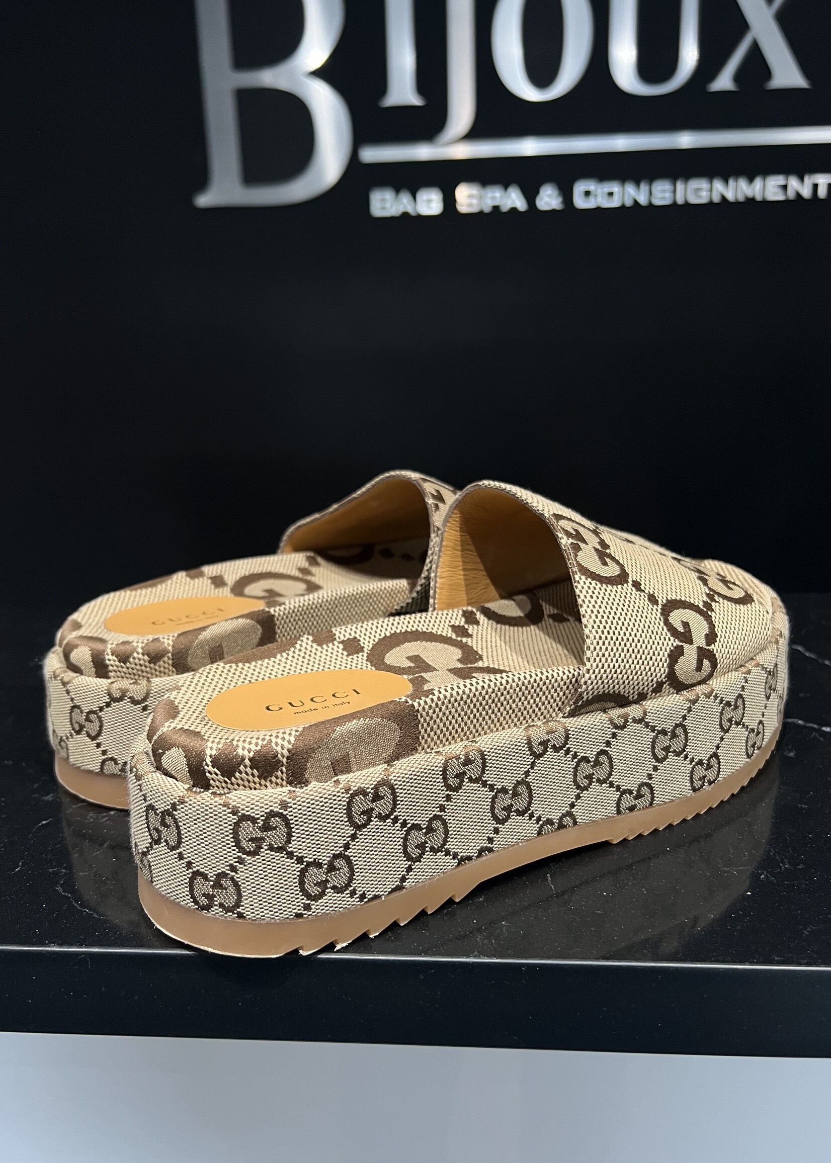 Gucci SOLD - Gucci Monogram Platform Sandals