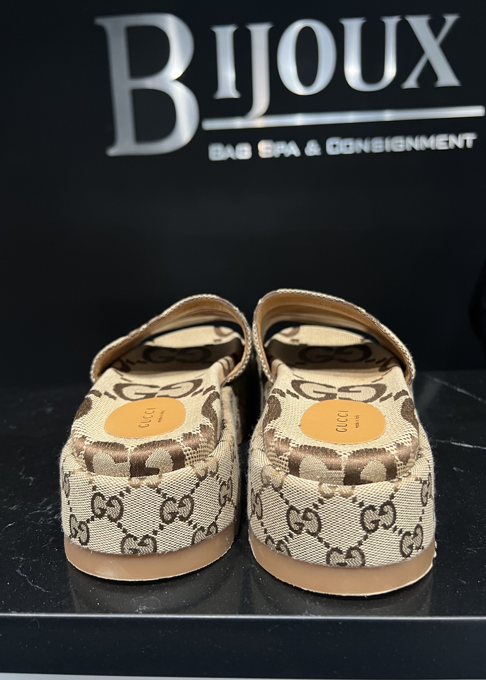 Gucci SOLD - Gucci Monogram Platform Sandals