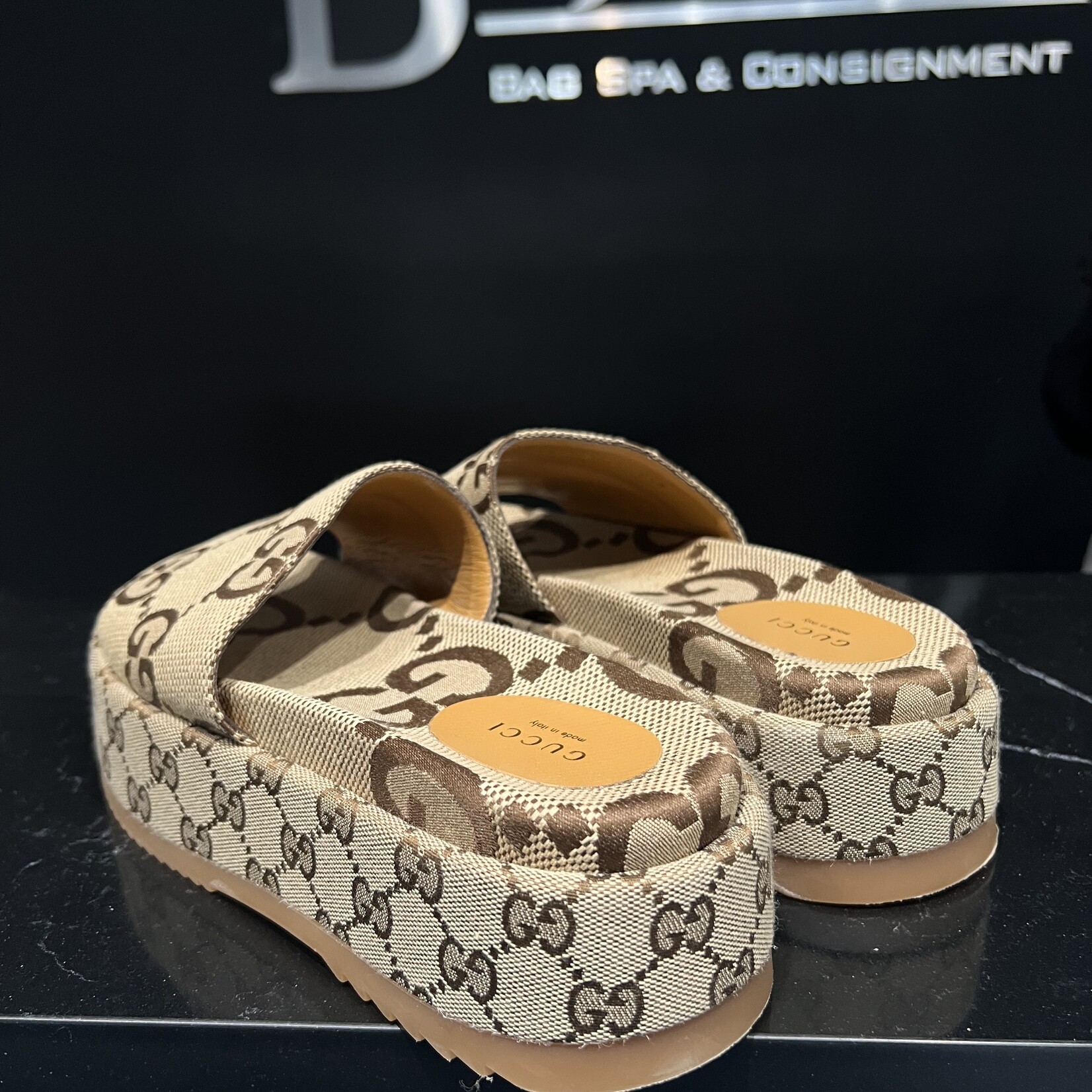 Gucci SOLD - Gucci Monogram Platform Sandals