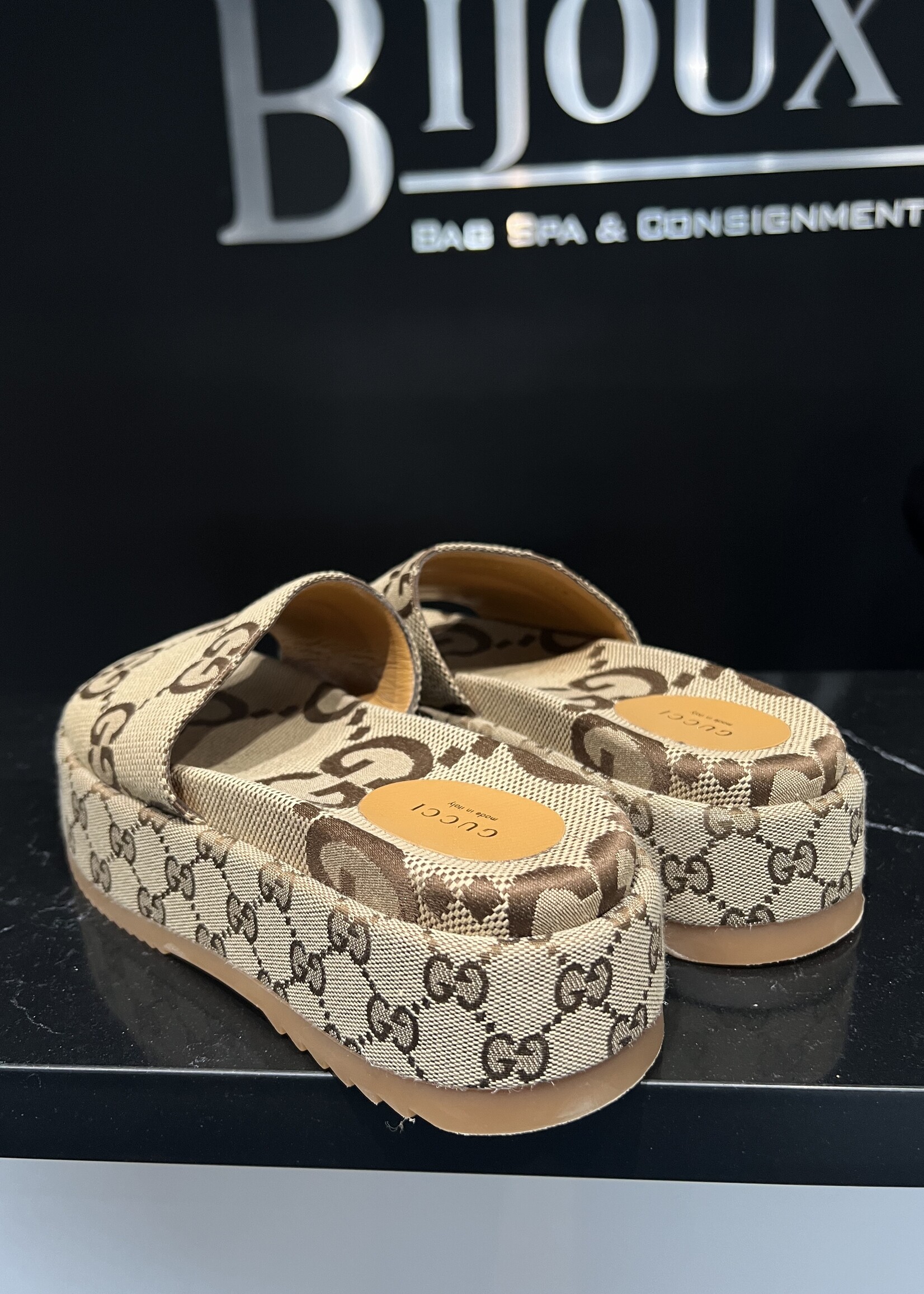 Gucci SOLD - Gucci Monogram Platform Sandals