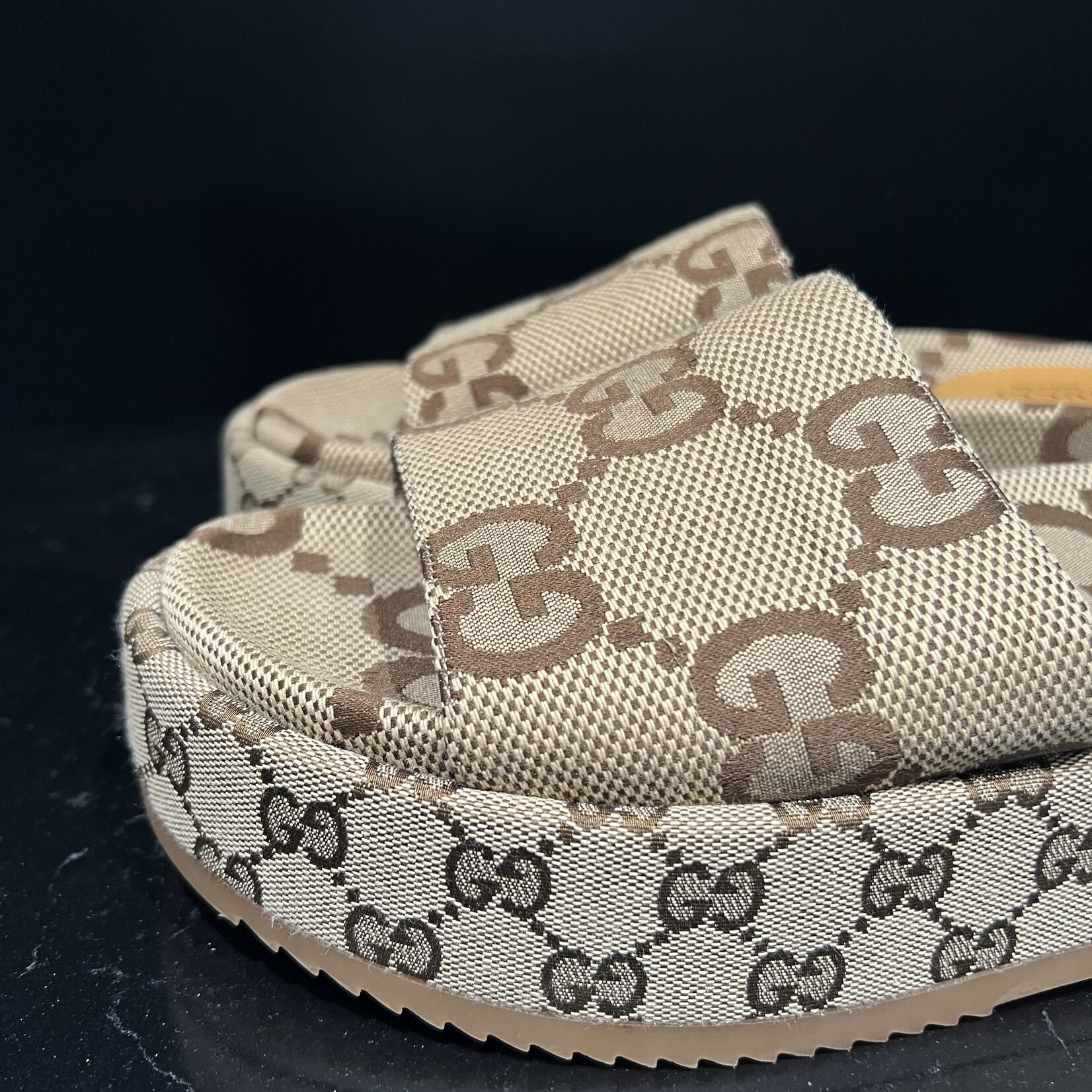 Gucci SOLD - Gucci Monogram Platform Sandals